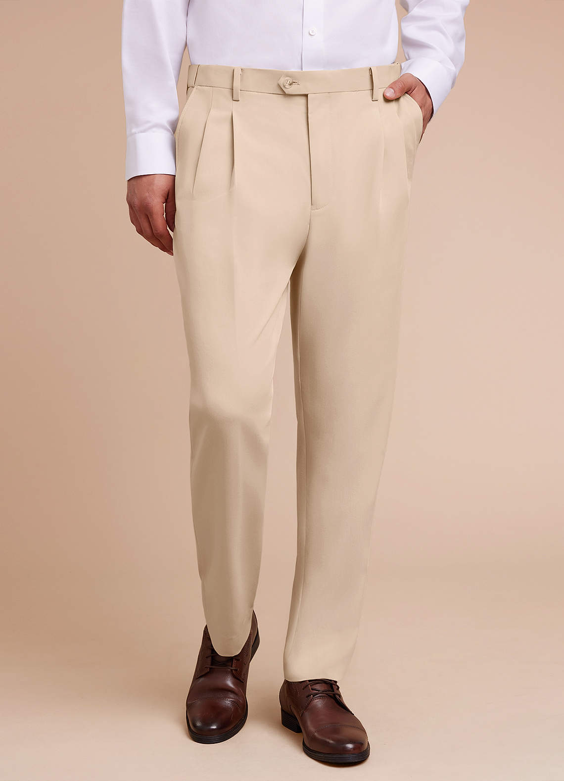 front Owen Tan Lightweight Tailored Dress Pants