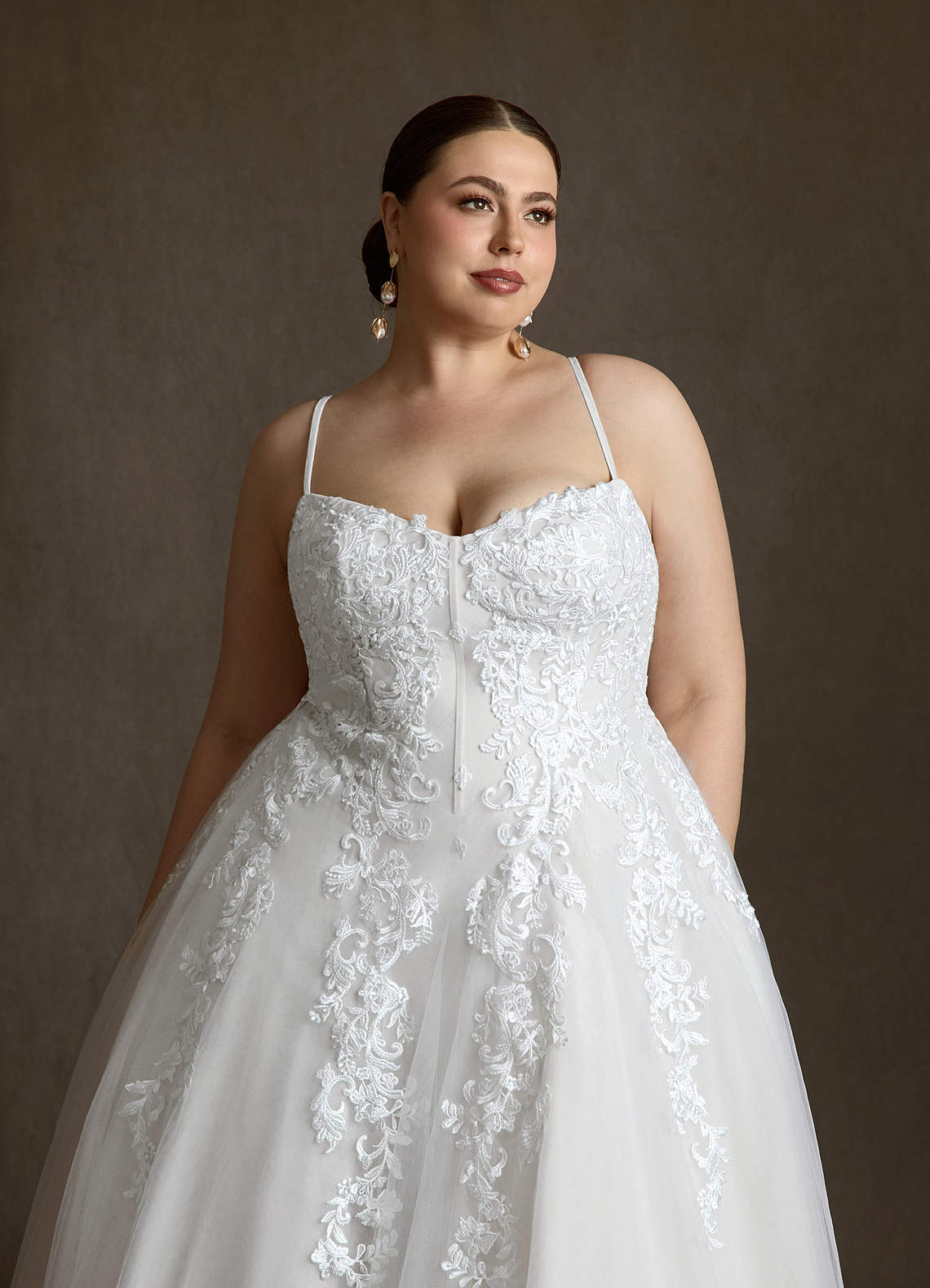 Azazie Sonnet Wedding Dresses Diamond White Ball-Gown Strapless Lace Dress image14