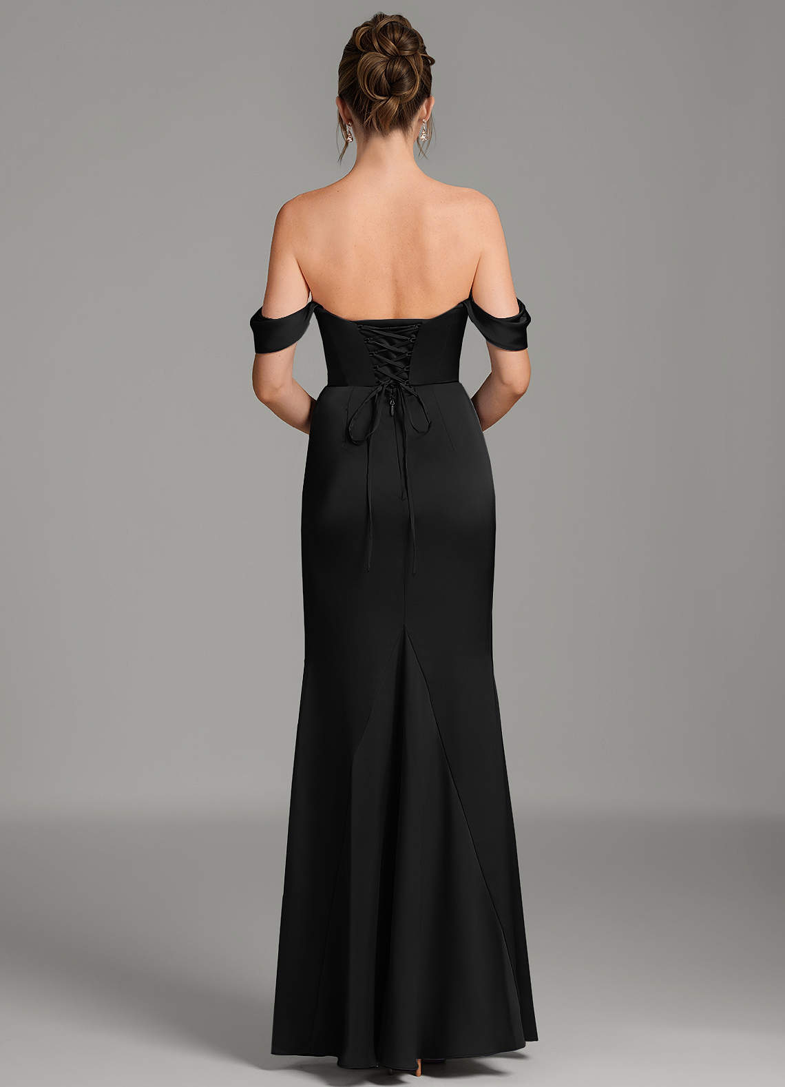 Azazie Alanis Black Stretch Satin Bridesmaid Dresses | Azazie