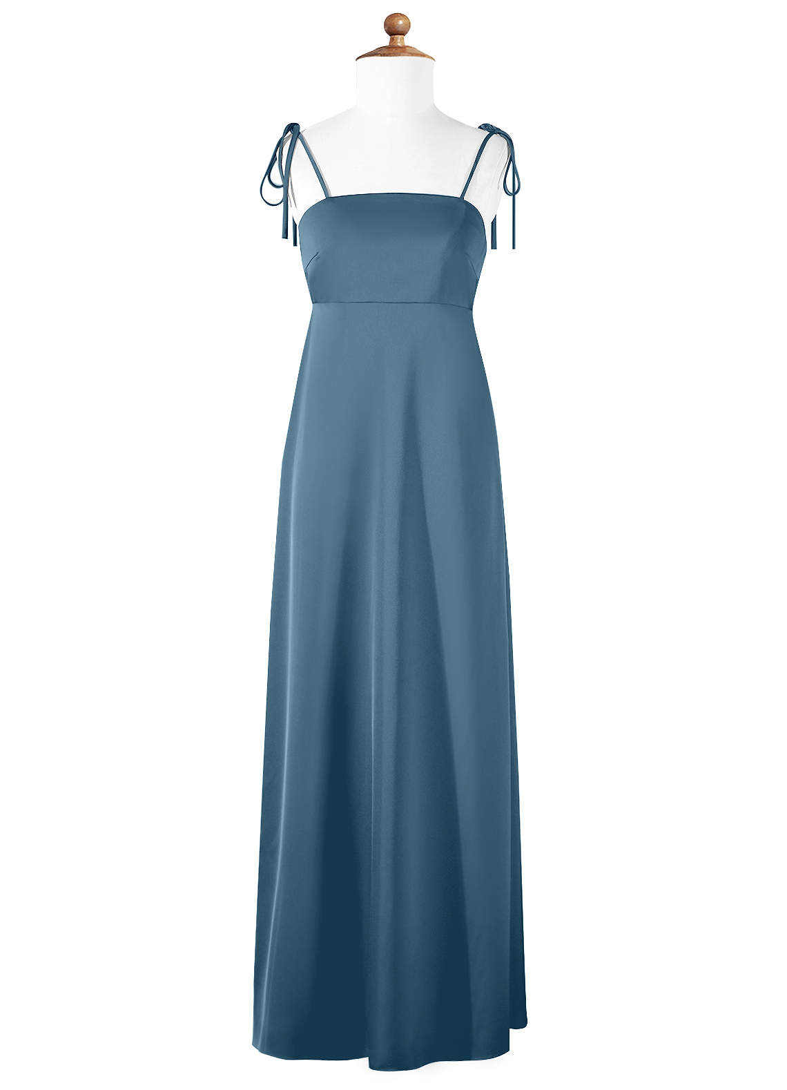 Azazie Violeta A-Line Bow Stretch Satin Floor-Length Junior Bridesmaid Dress image1