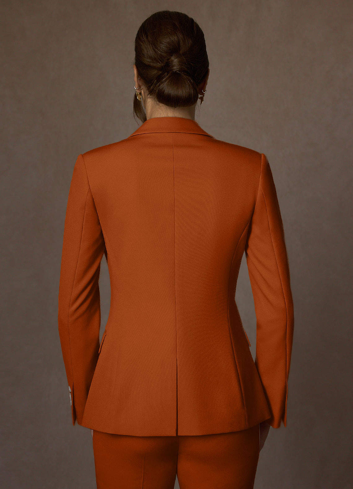 front Kennedy Burnt Orange Structured Stretch Pants Suit