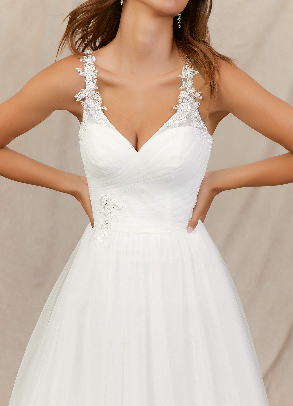 Azazie Varela Wedding Dresses Ball-Gown Lace Tulle Chapel Train Dress image1