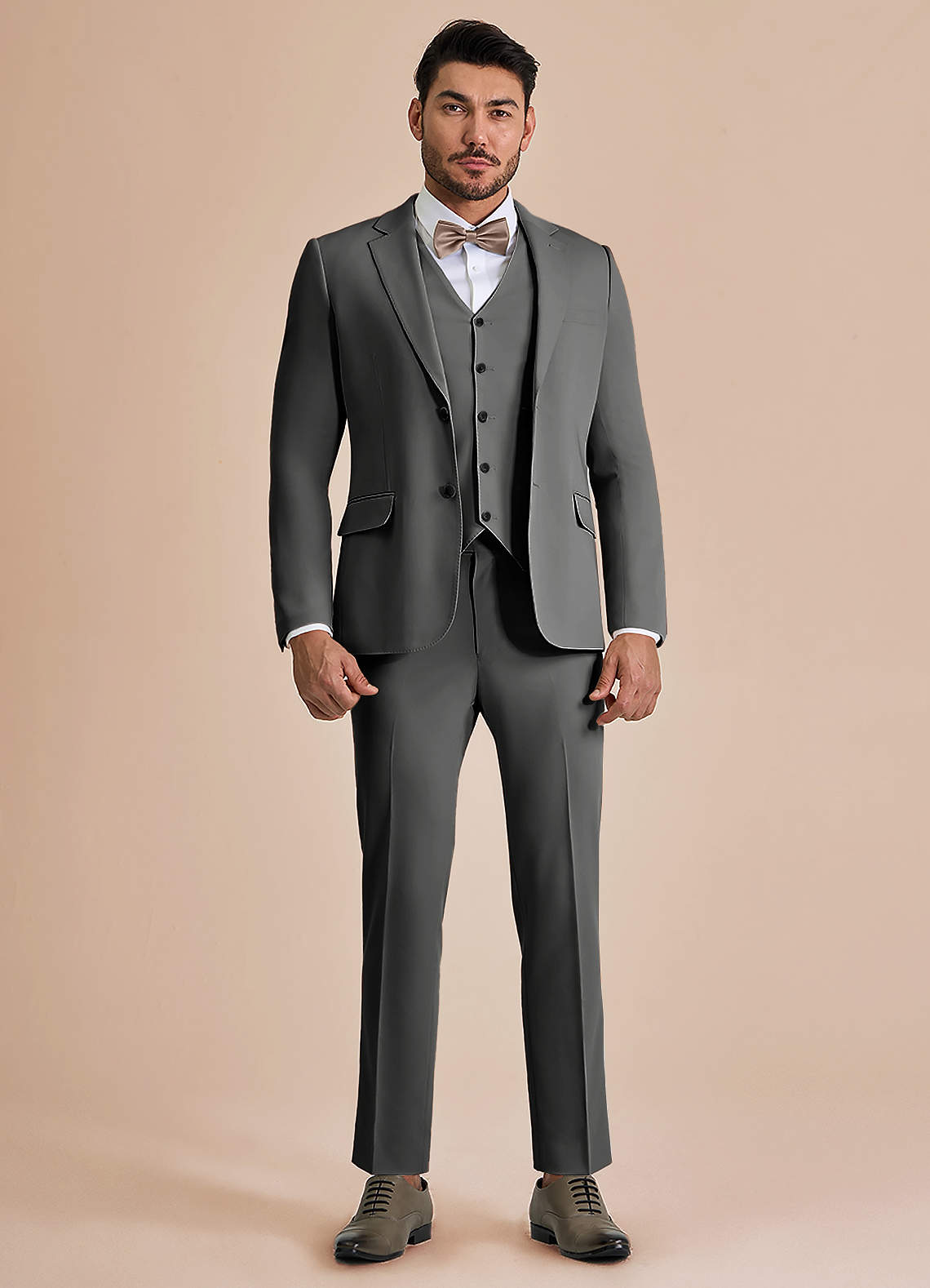 front William Charcoal Comfort Blend 3-piece suit