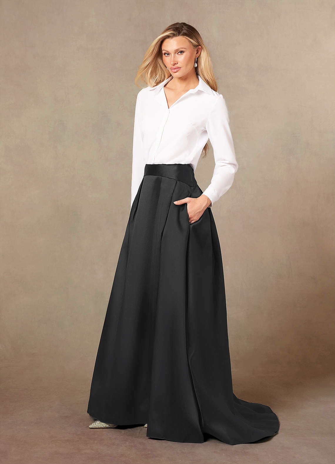 Black Azazie Sarai Pleated Mikado Separates | Azazie