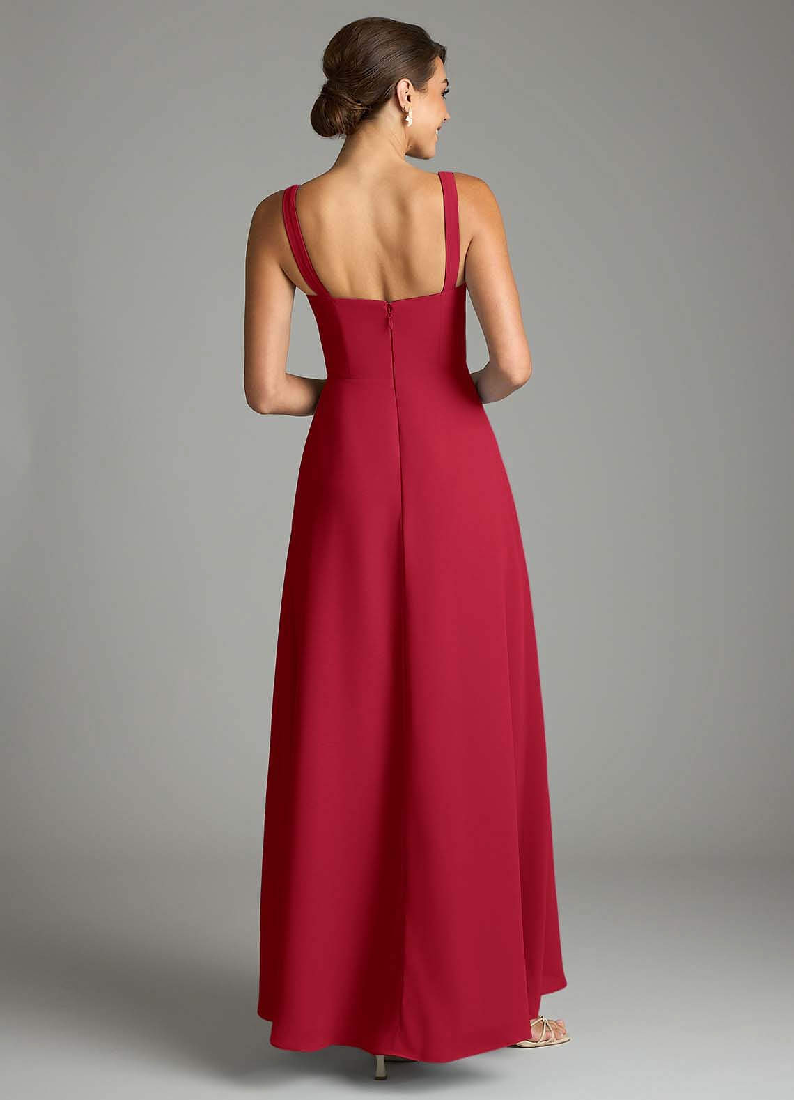 Azazie Debra Bridesmaid Dresses Scarlet A-Line with Pockets Chiffon Convertible Dress image5