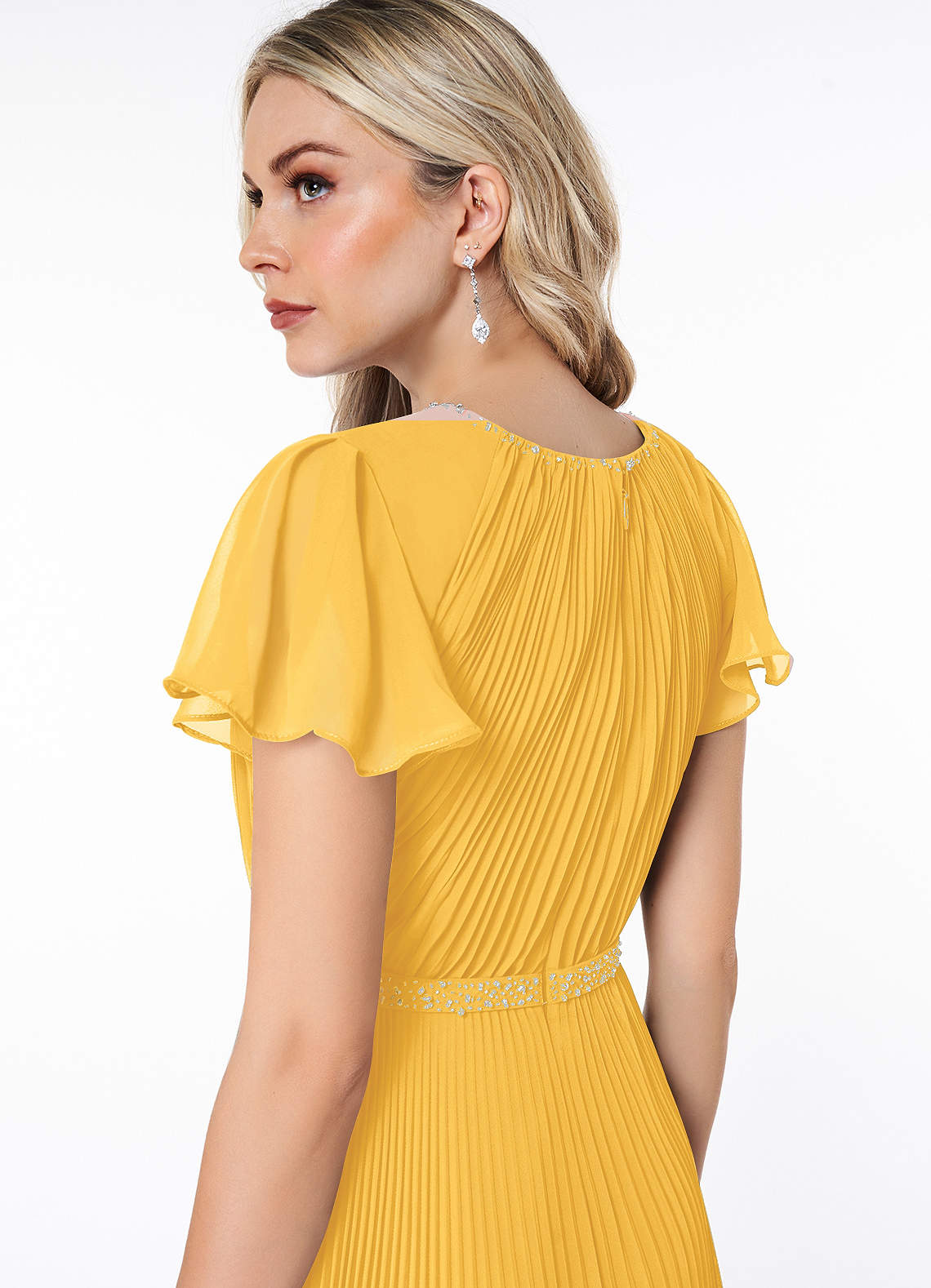 Azazie Kara Modest Bridesmaid Dresses A-Line Pleated Chiffon Floor-Length Dress image5