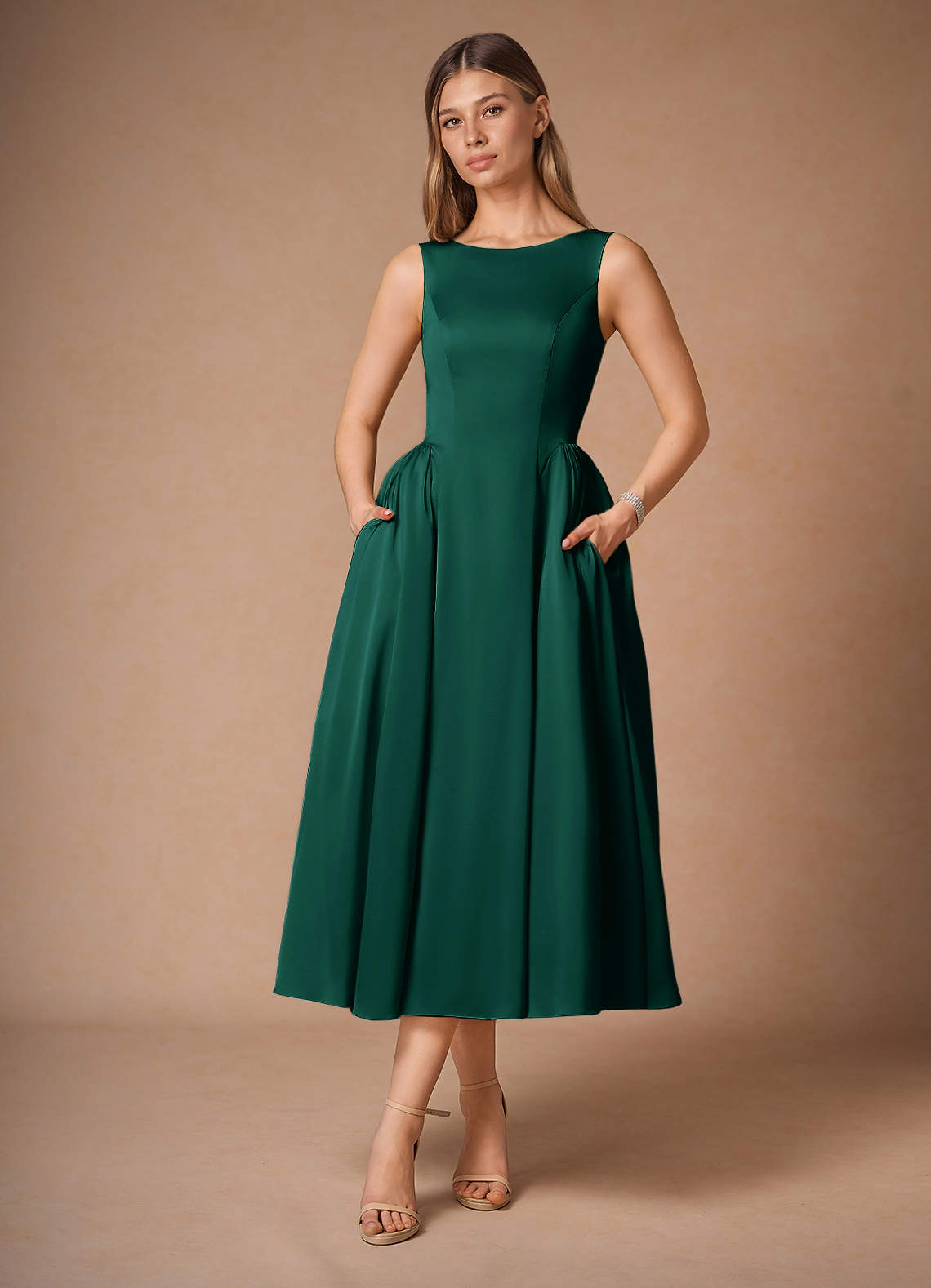 Casey Hunter Green Midi Dress | Azazie