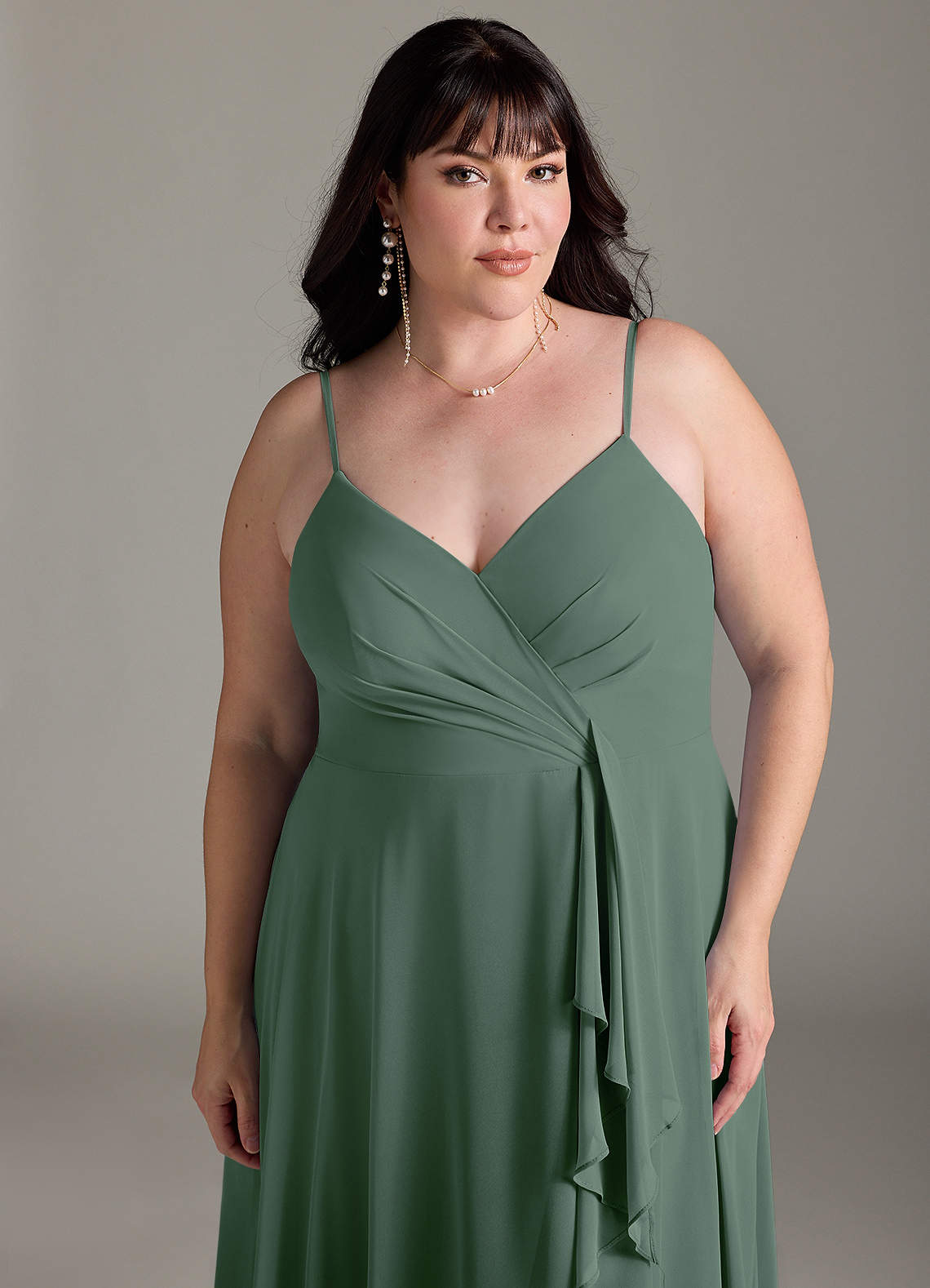 Azazie Akita Morsiusneito Mekot A-linja Sifonki Lattian pituus Pukeutua image8