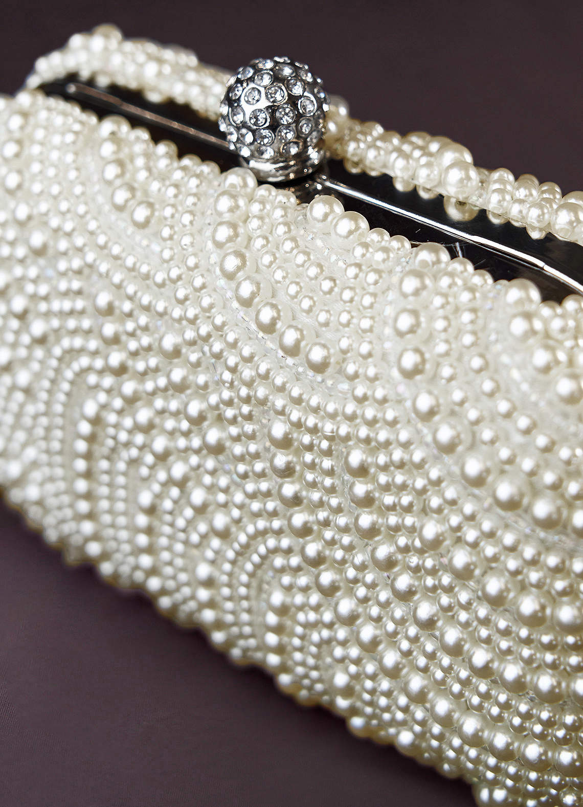 front Pearl Embellished Clutch