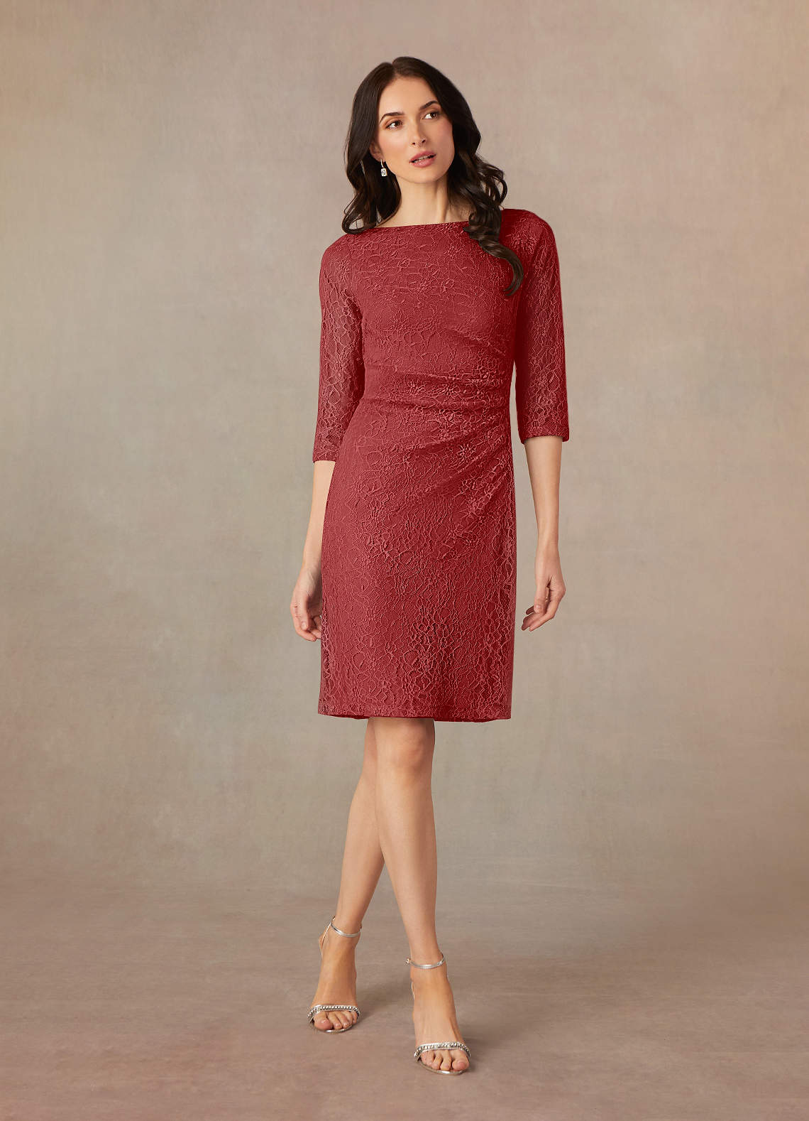 Azazie Lola Rust Sheath Lace Dress Ready to Ship | Azazie