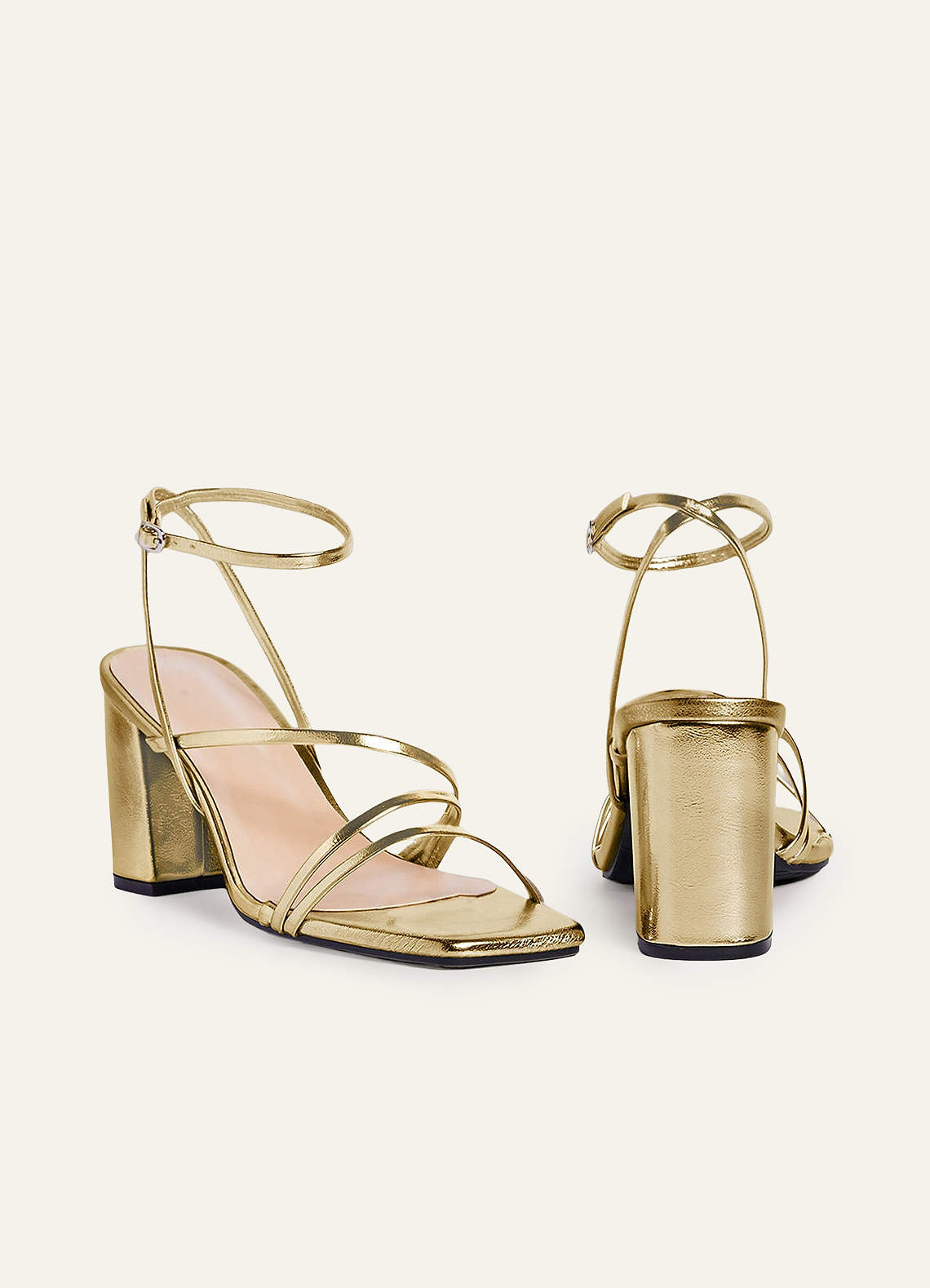 front Ankle Strap Block Heel Sandals