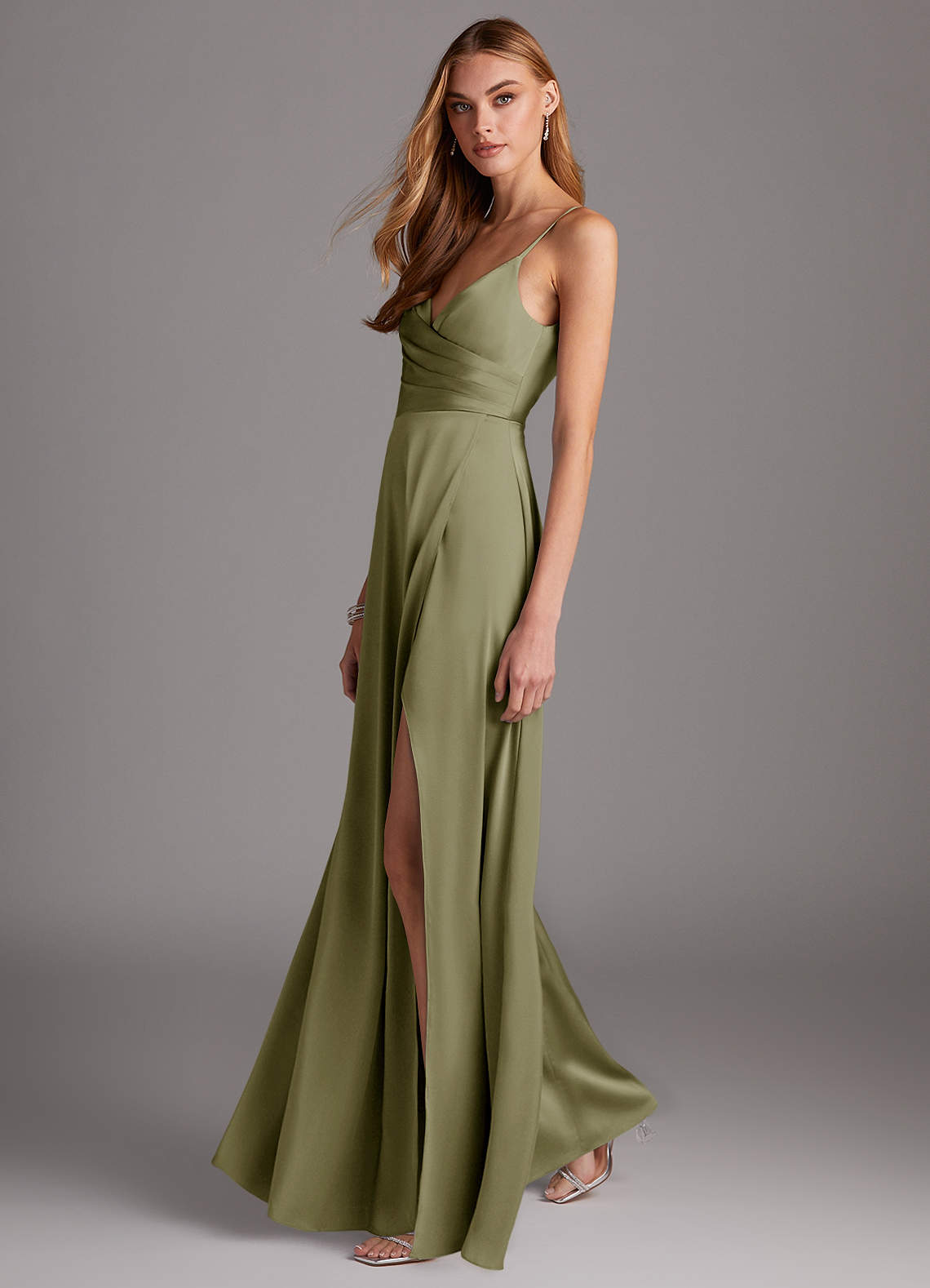 pistachio satin dress Satin Maxi Dress