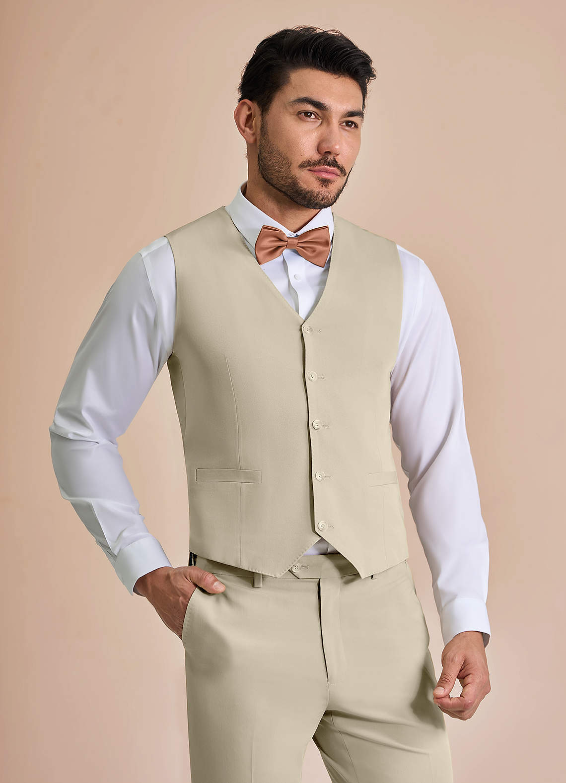front William Tan Comfort Blend Suit Vest