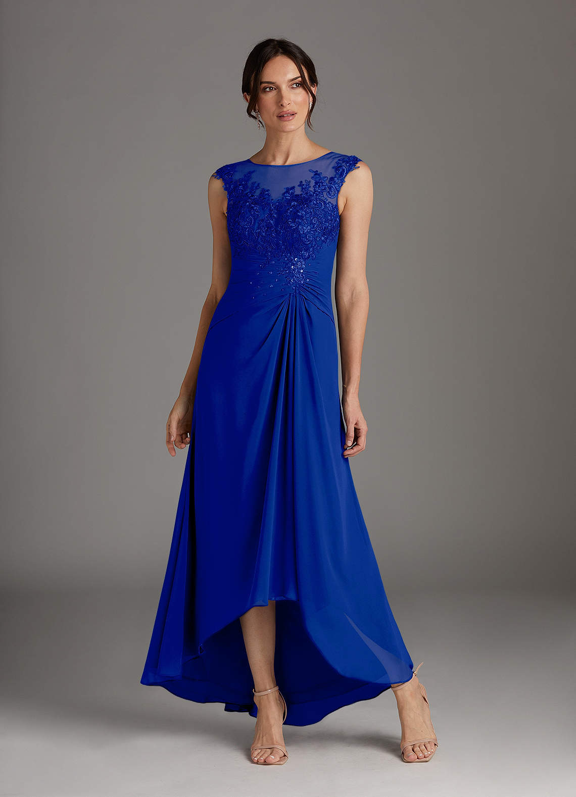 princess polly baby blue dress Azazie Endora Royal Blue A-Line Scoop Lace Chiffon Dress Ready to Ship