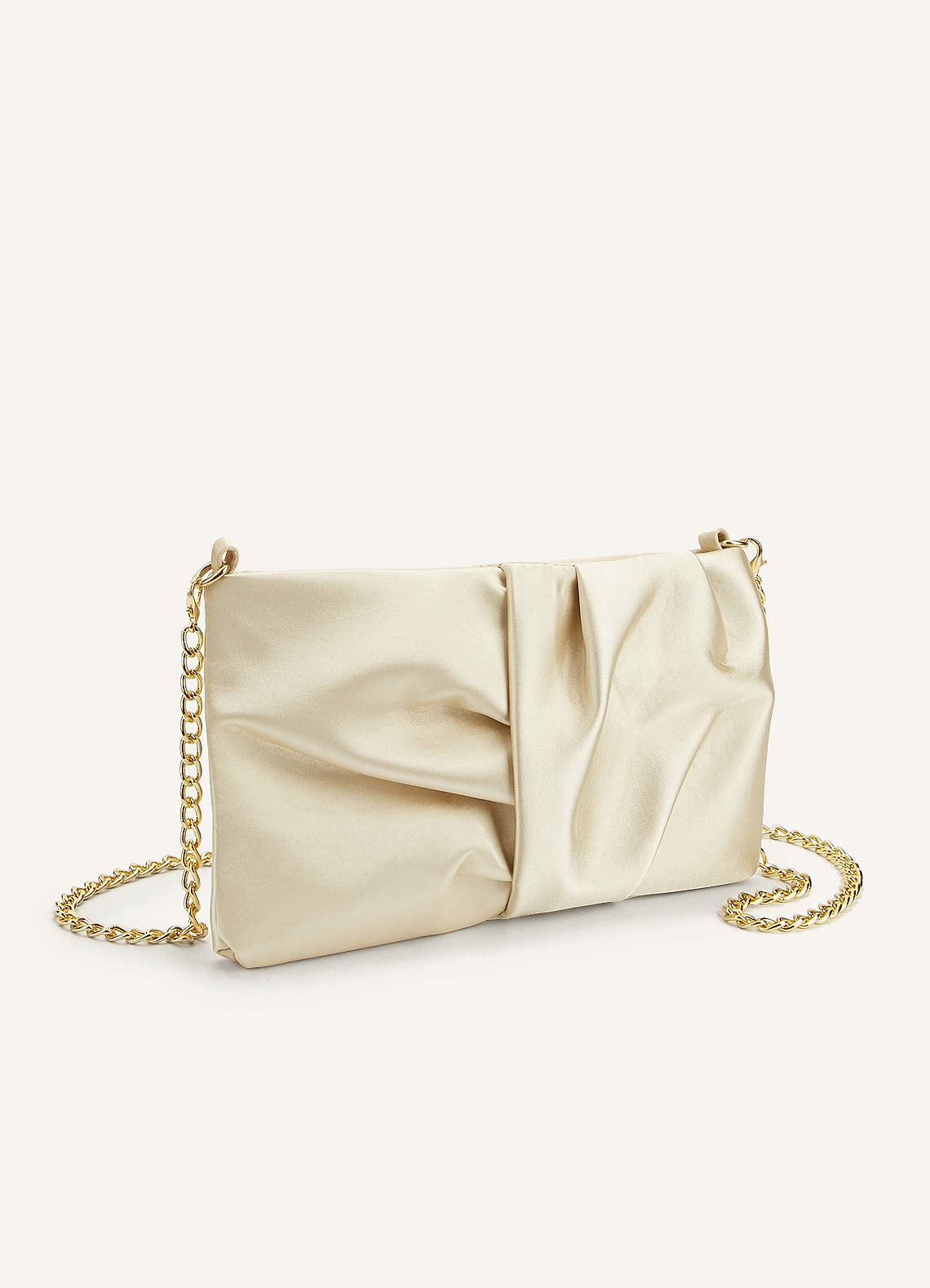 front Pleated Satin Crossbody Bag