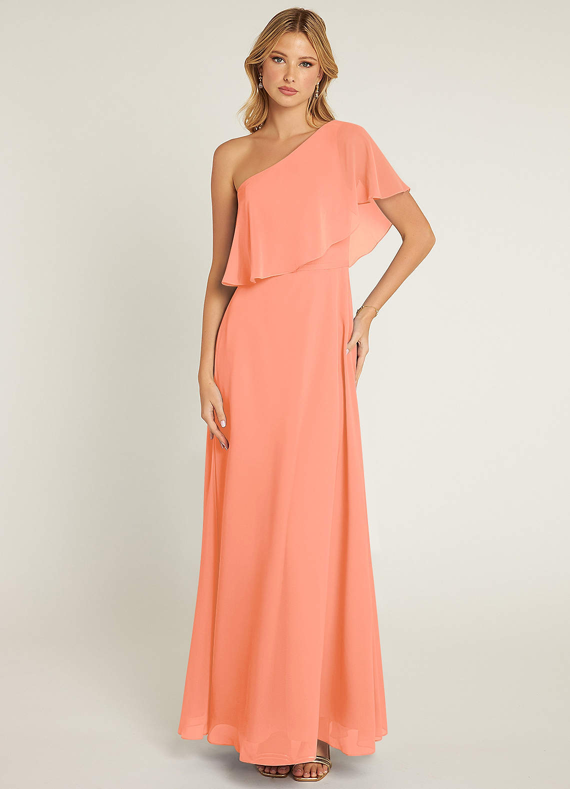 Azazie Lizzy Ready to Ship Sunset Chiffon Bridesmaid Dresses | Azazie