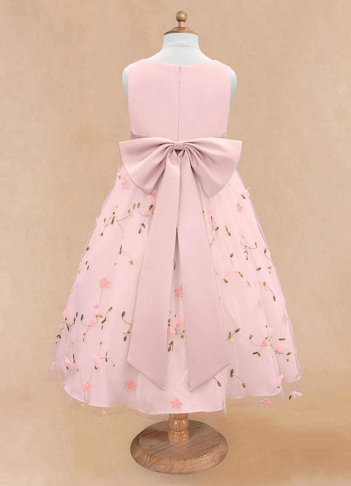 Azazie Pollie Flower Girl Dresses Blushing Pink A-Line Bow Tulle Dress image11