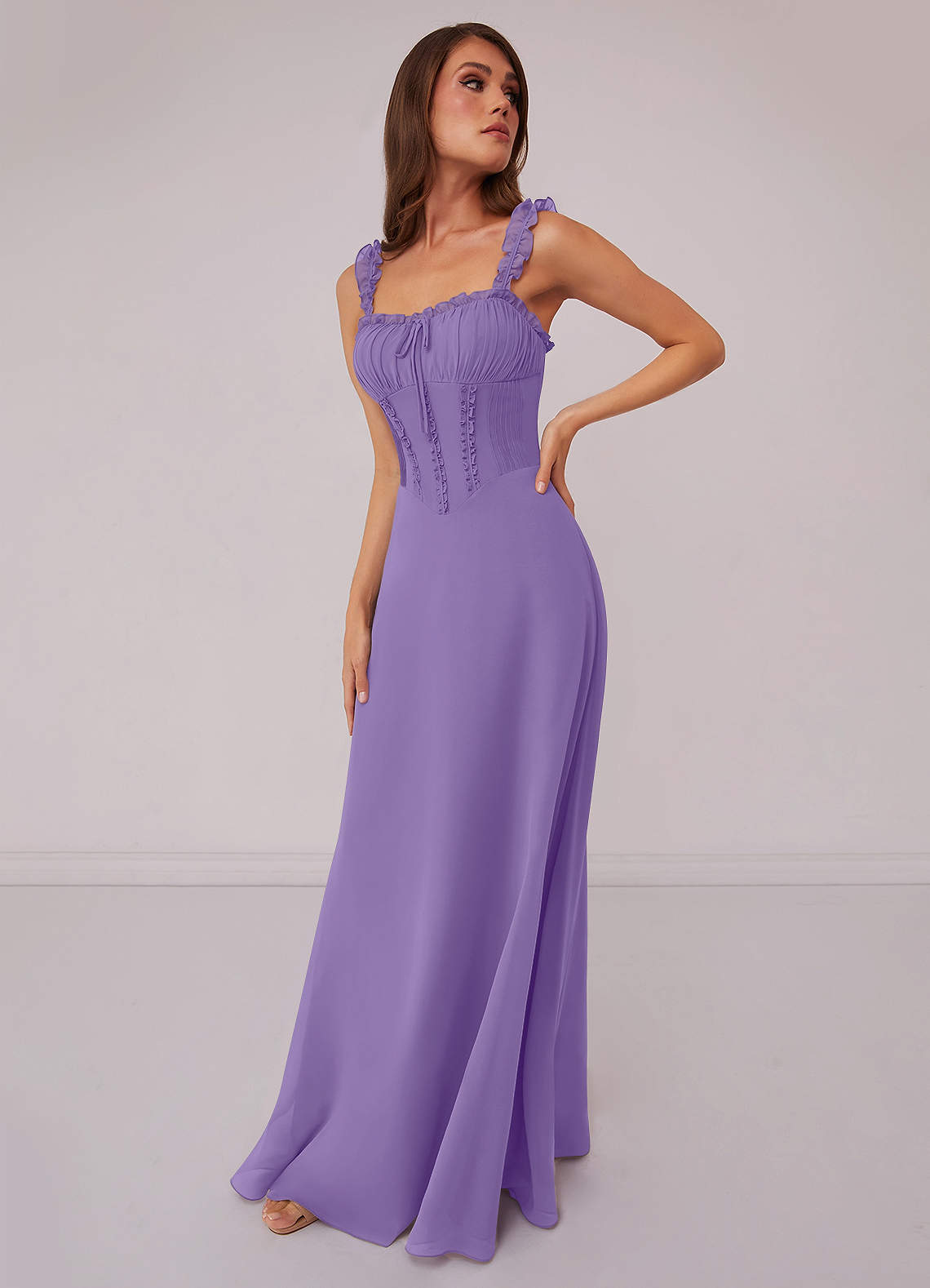 Barbie ♥ Azazie Robes de demoiselle d'honneur Robe Trapèze en Mousseline de soie Encolure en Forme de Cœur Tahiti image1