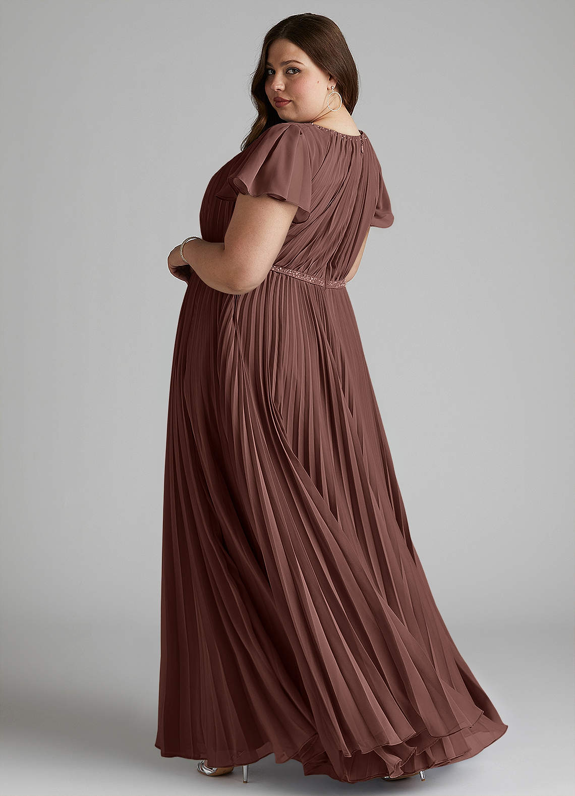 Azazie Kara Modest Bridesmaid Dresses A-Line Pleated Chiffon Floor-Length Dress image10
