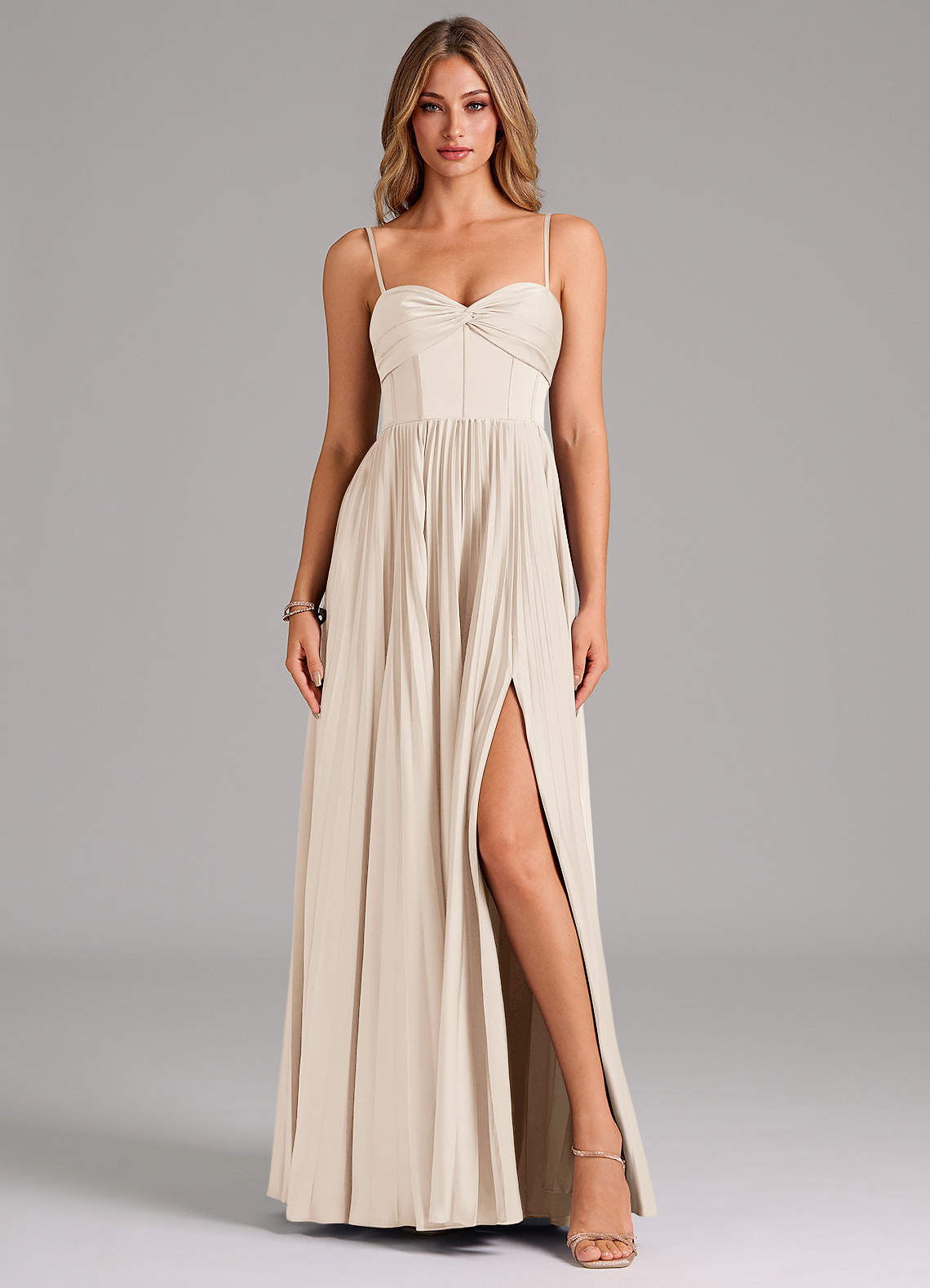 Azazie Tyla Bridesmaid Dresses White Alabaster A-Line Sweetheart Neckline Stretch Satin Dress image1