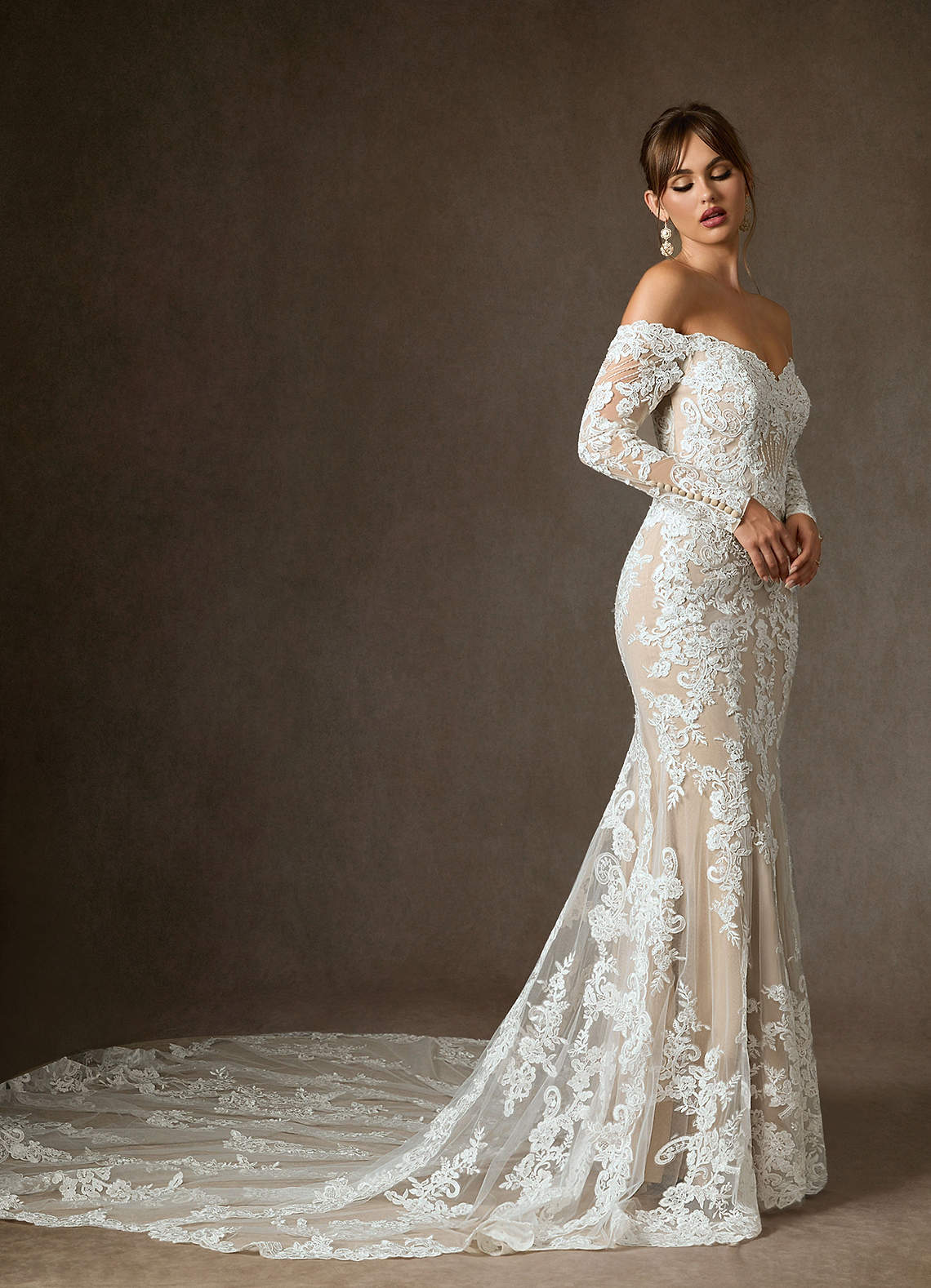 Azazie Empiria Wedding Dresses Diamond White Champagne Mermaid Sequins Tulle Dress image6