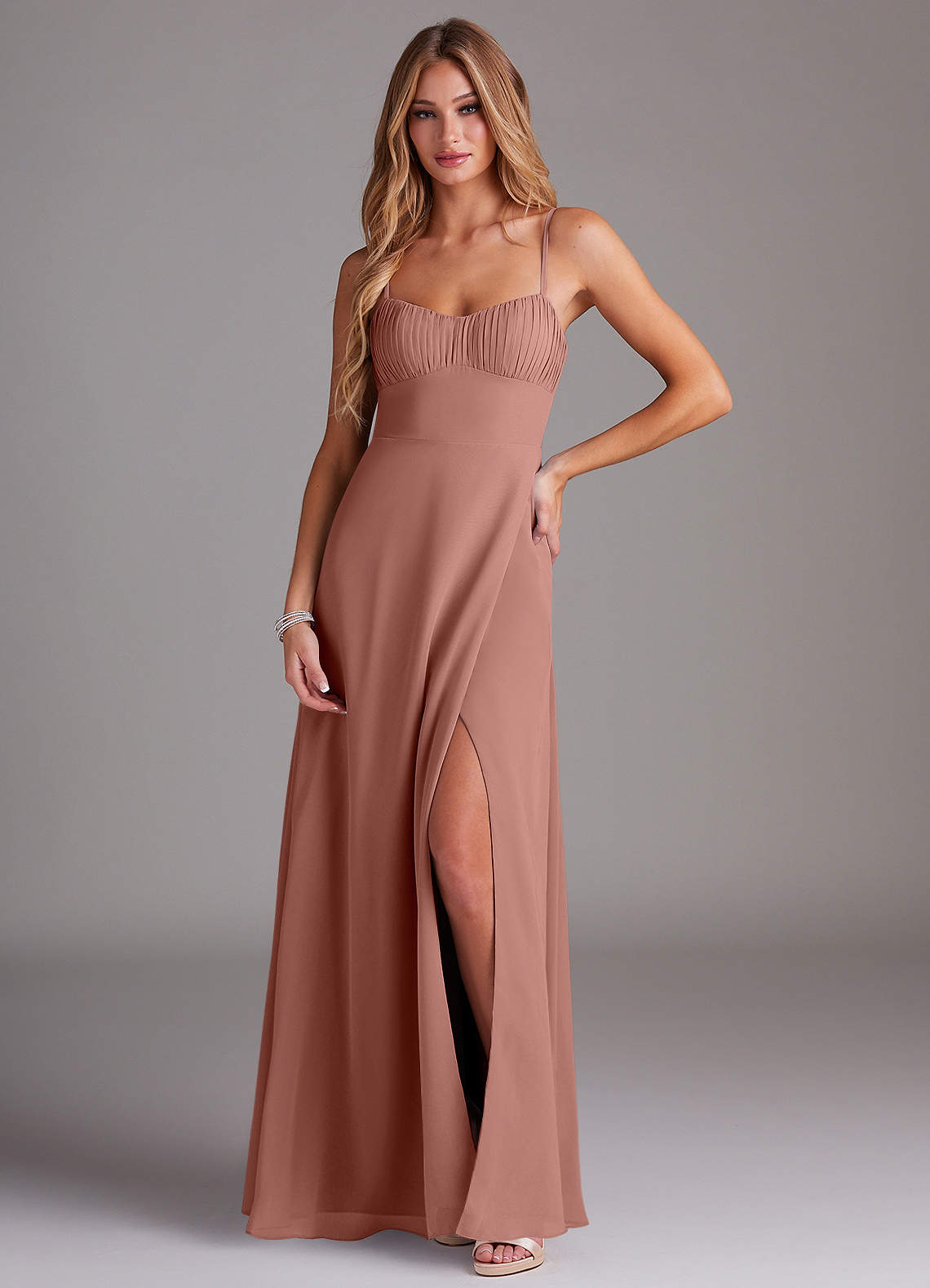 Azazie Breonna Bridesmaid Dresses Cedar Rose A-Line Sweetheart Neckline Chiffon Dress image1
