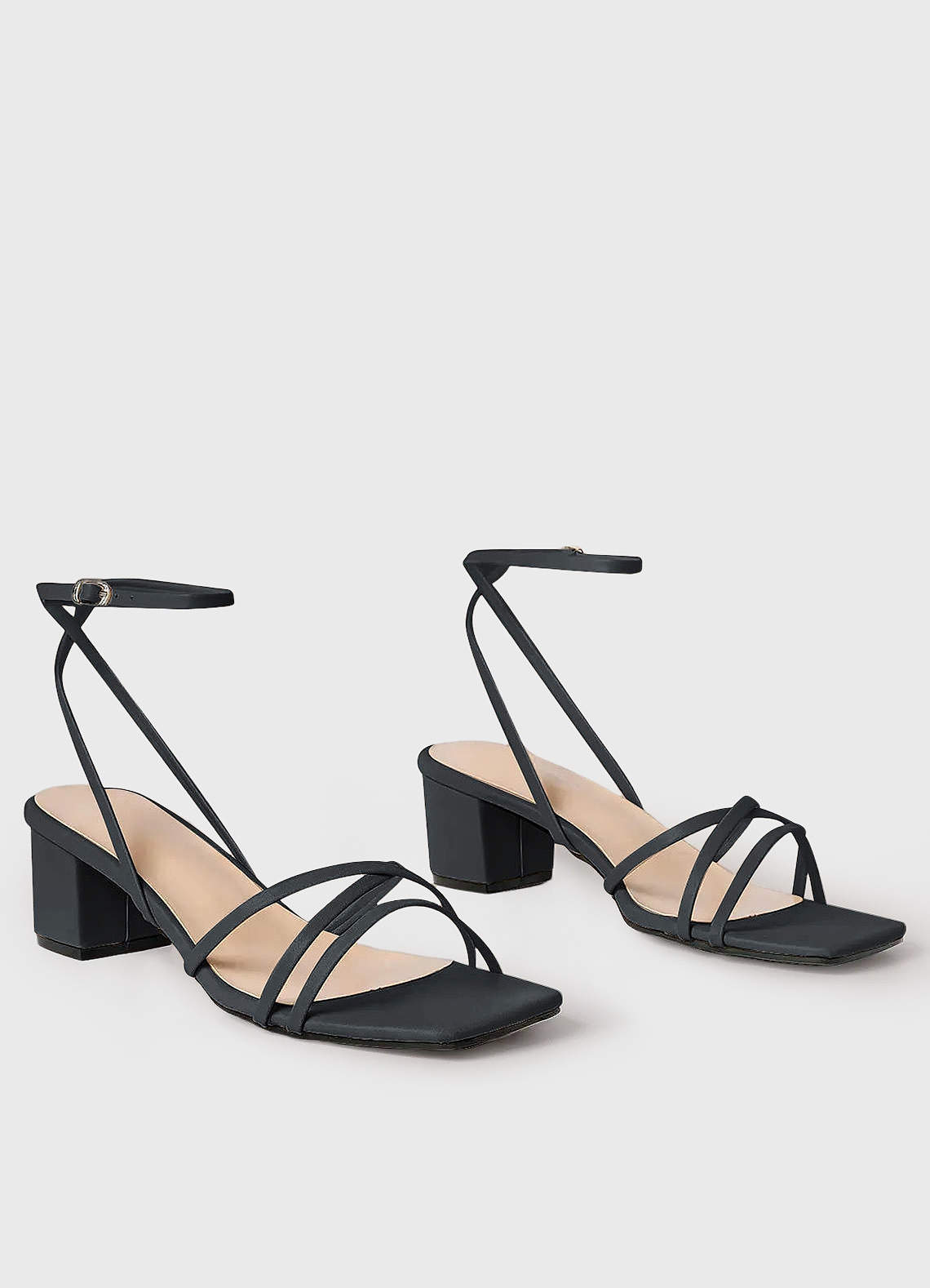 front Cross Strips Block Heel Sandals