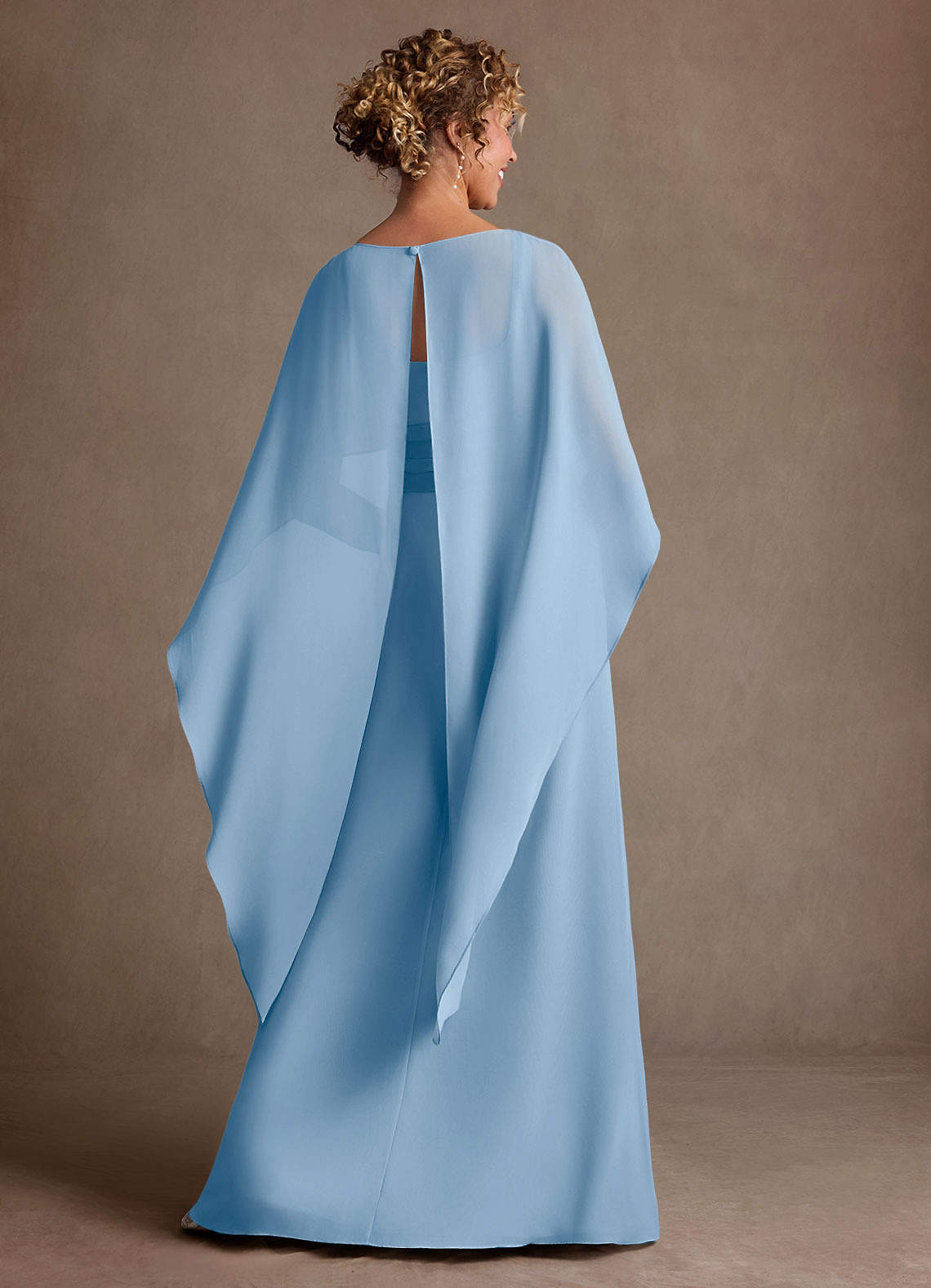 Azazie Marilla Mother of the Bride Dresses Powder Blue A-Line Pleated Chiffon Dress image2