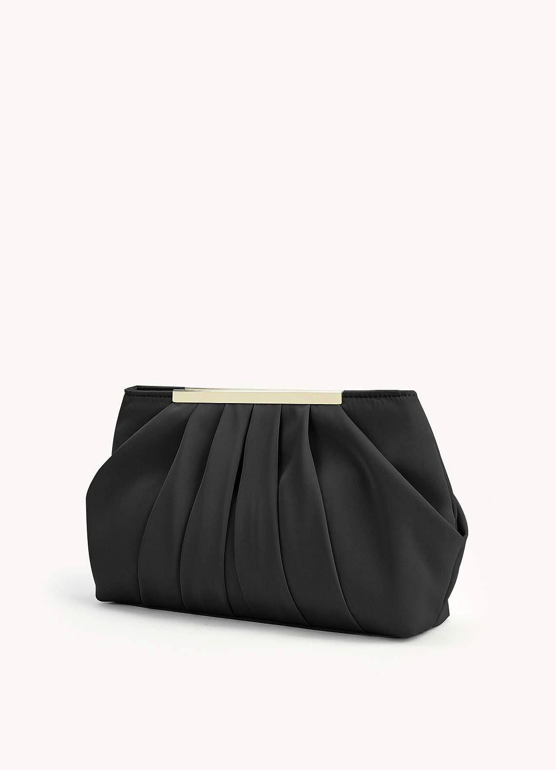front Matching Color Stretch Satin Pleated Clutch