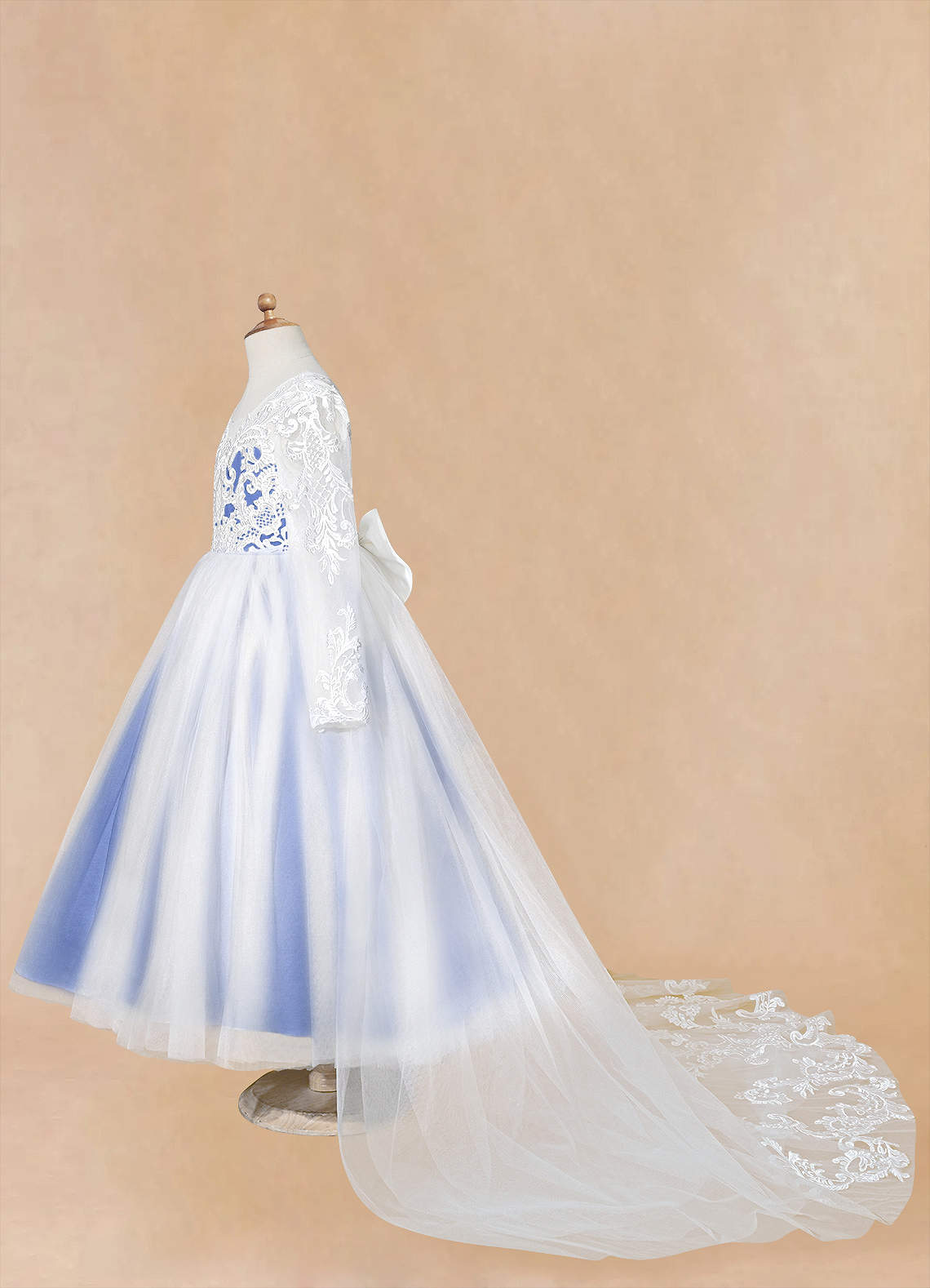 Azazie Elodie Ivory Royal Blue Ball-Gown Lace Dress | Azazie DE