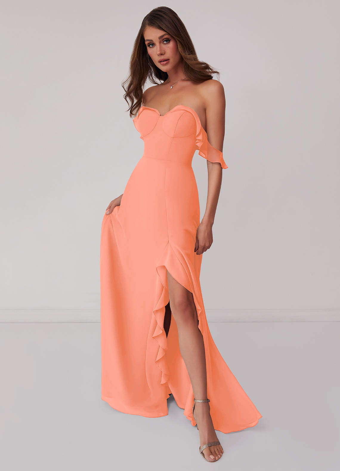Barbie ♥ Azazie Bridesmaid Dresses Sunset A-Line Off the Shoulder Chiffon Convertible Dress image1
