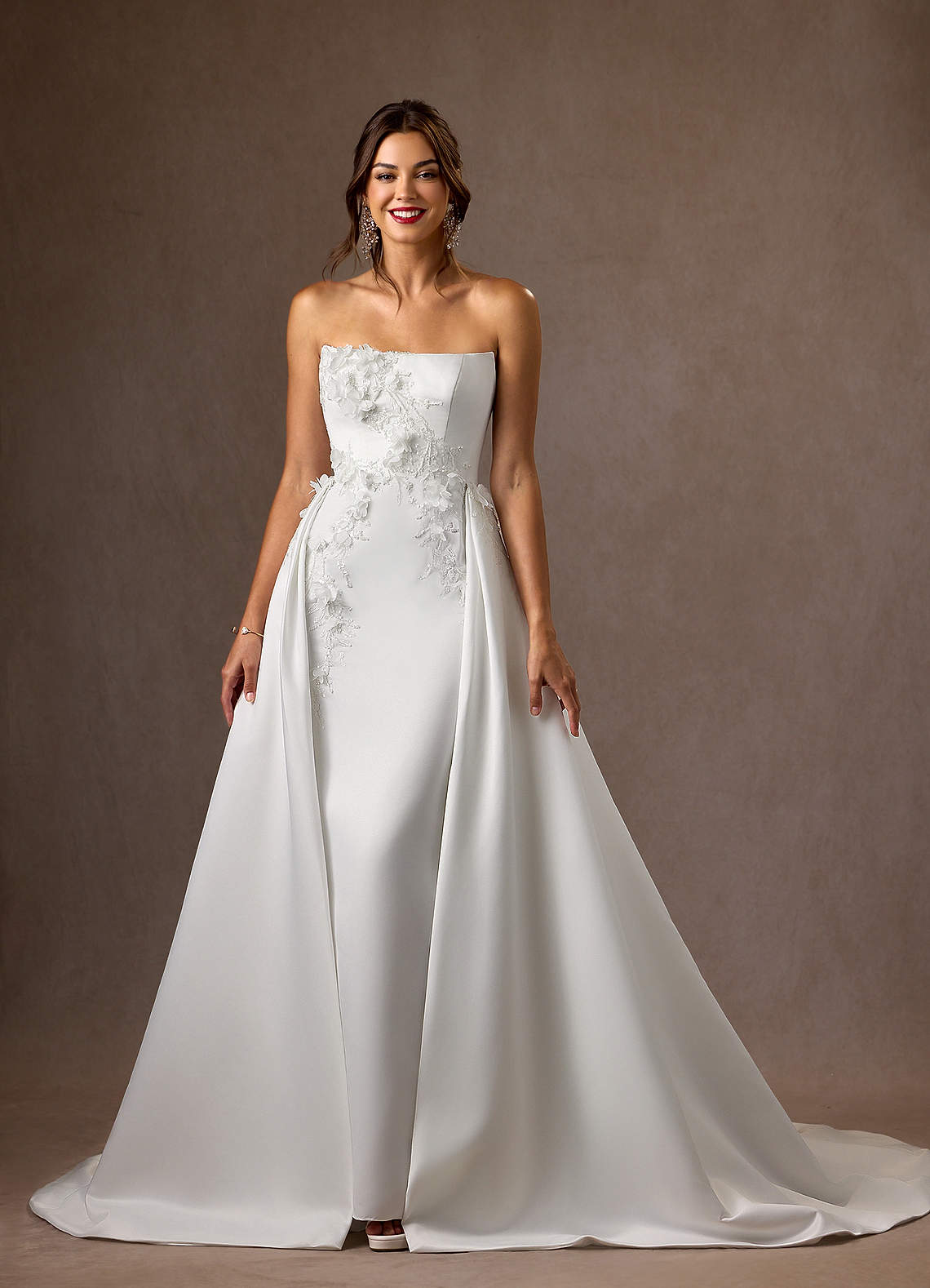 Azazie Sersi Robes de mariée Robe Sirène en Mat Satiné Sans bretelle Blanc De Diamant image9