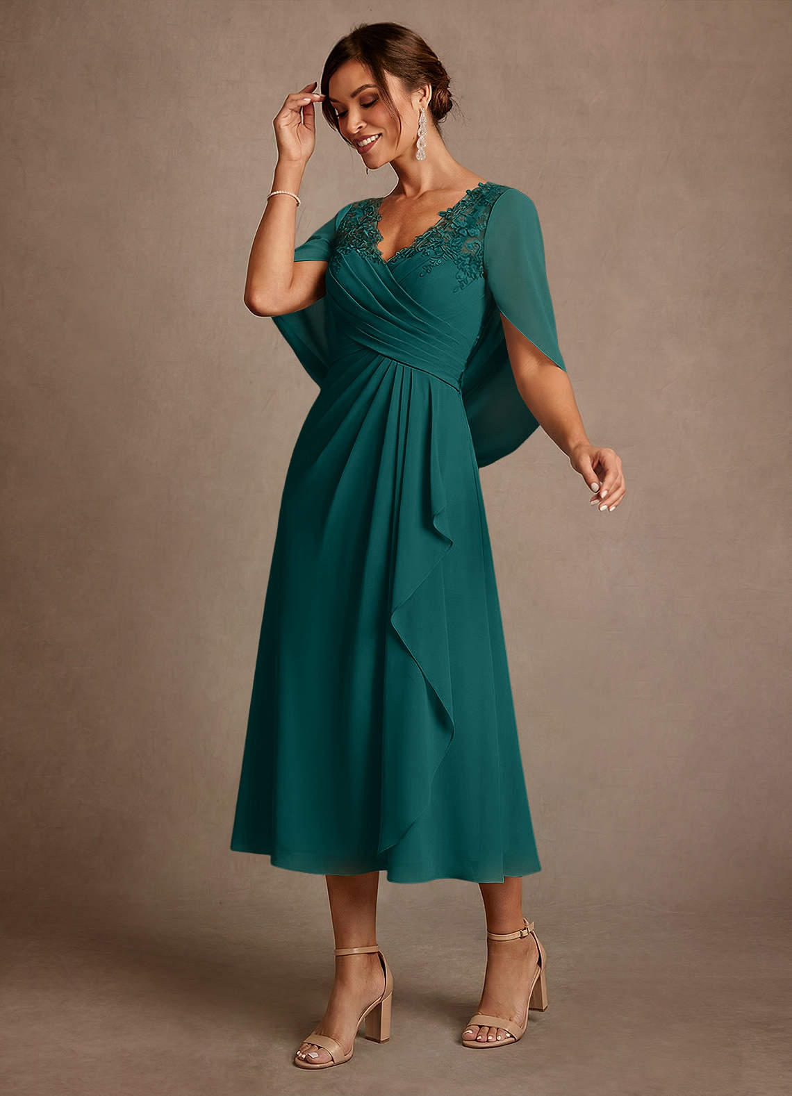 Azazie Forums Mother of the Bride Dresses Peacock A-Line Lace Dress image2
