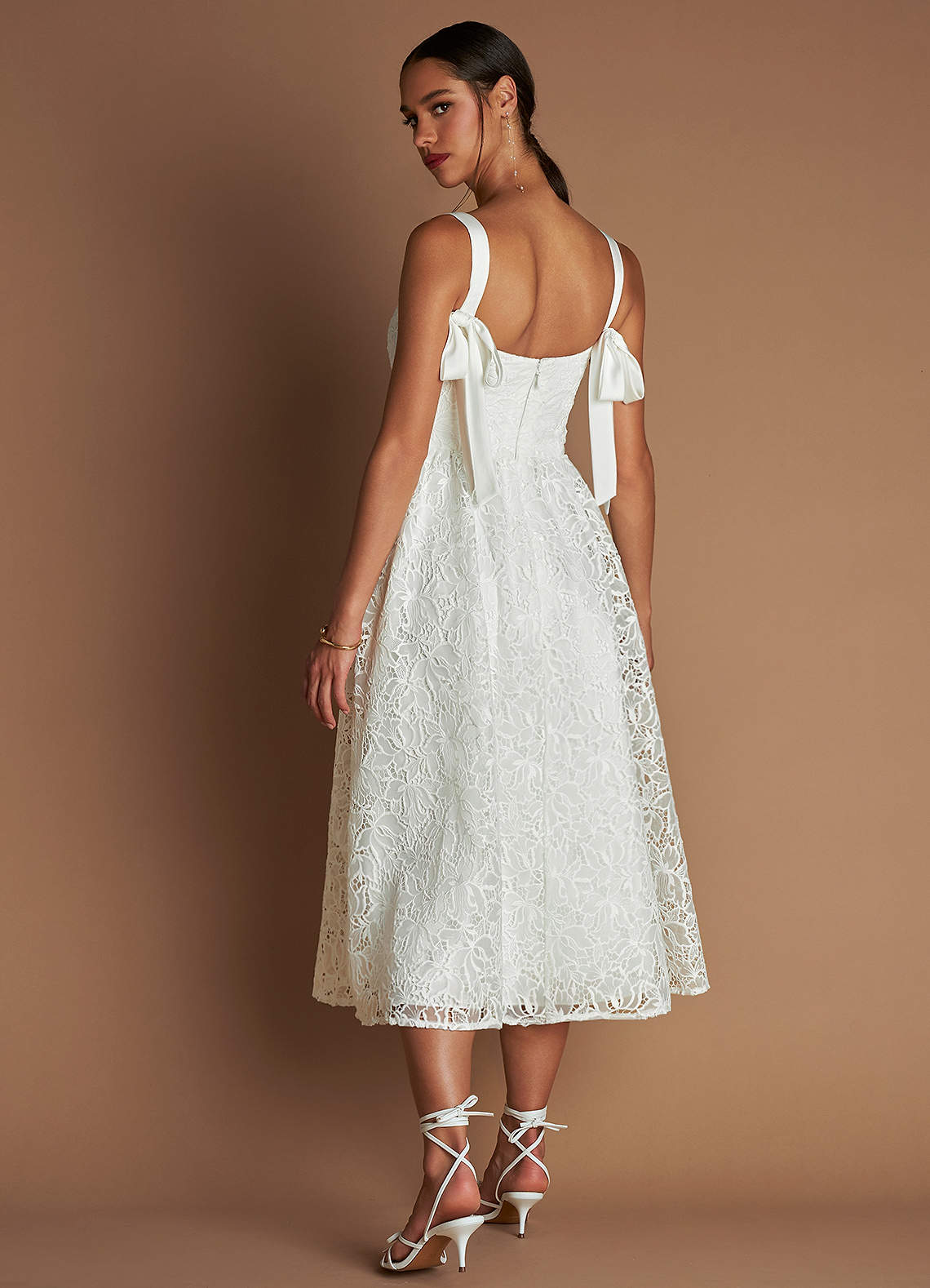 Deia White Bow Midi Dress Ready to Ship | Azazie