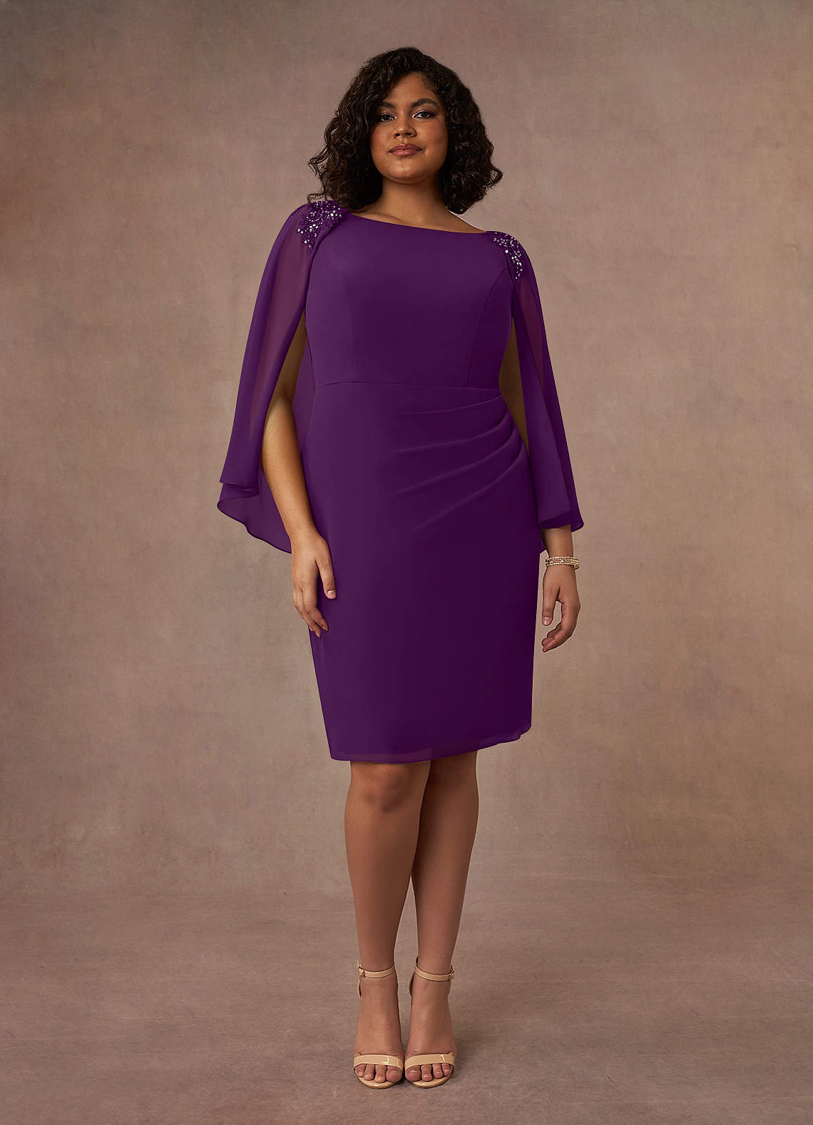 Azazie Carmela Mother of the Bride Dresses Grape Sheath Lace Chiffon Dress image1