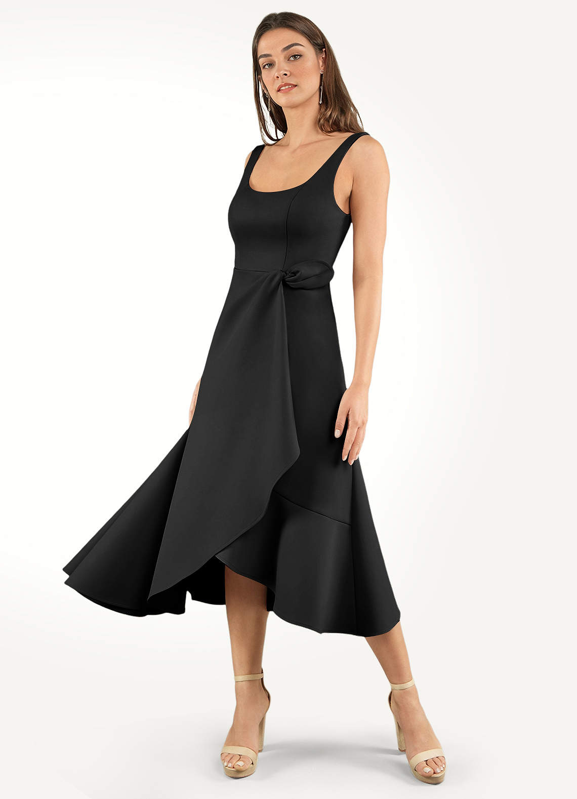 Sabina Black Tie Midi Dress | Azazie