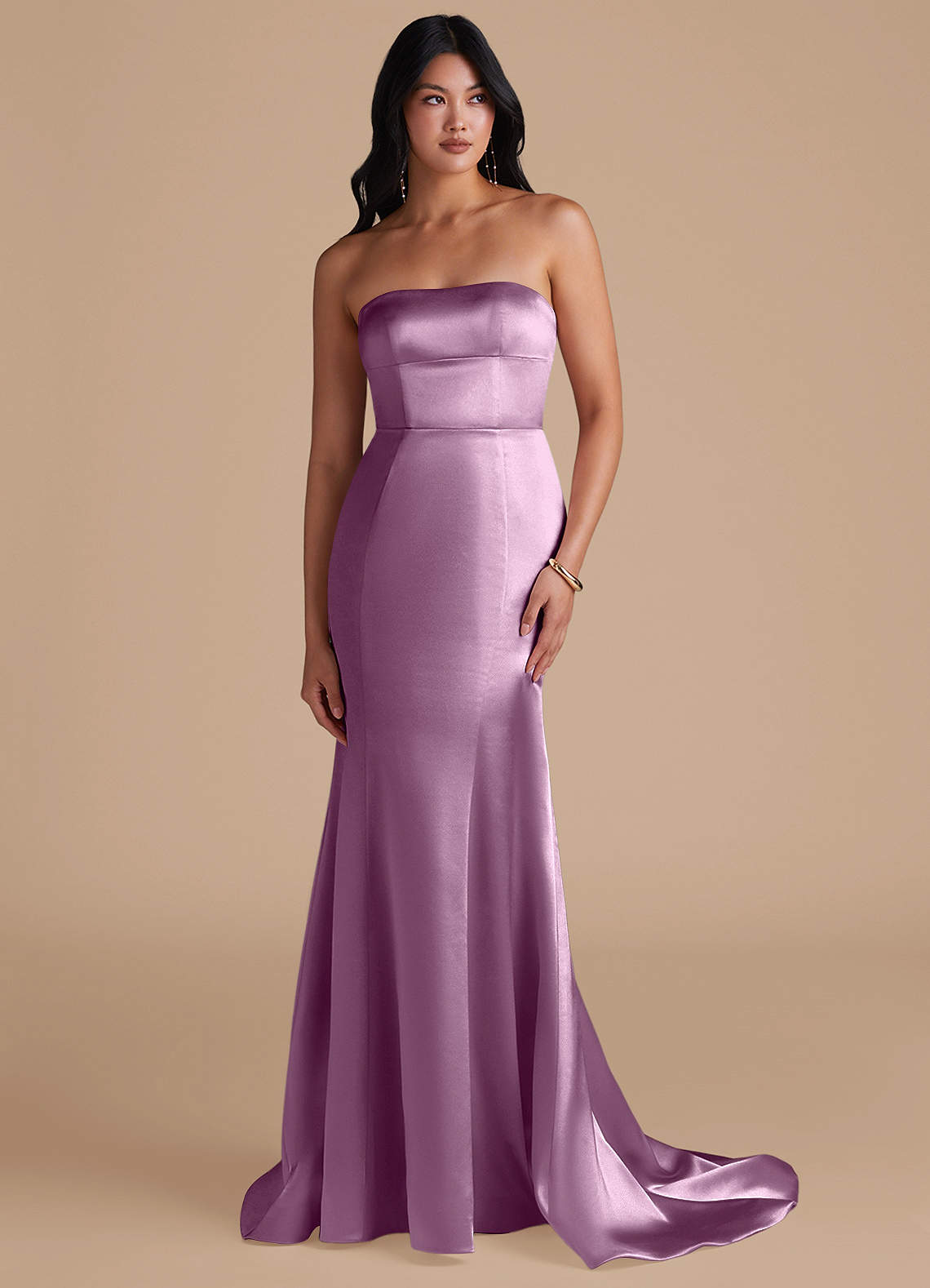 Azazie Aura Robes de demoiselle d'honneur Robe Sirène Convertible en Satiné métallisé Glycine image1