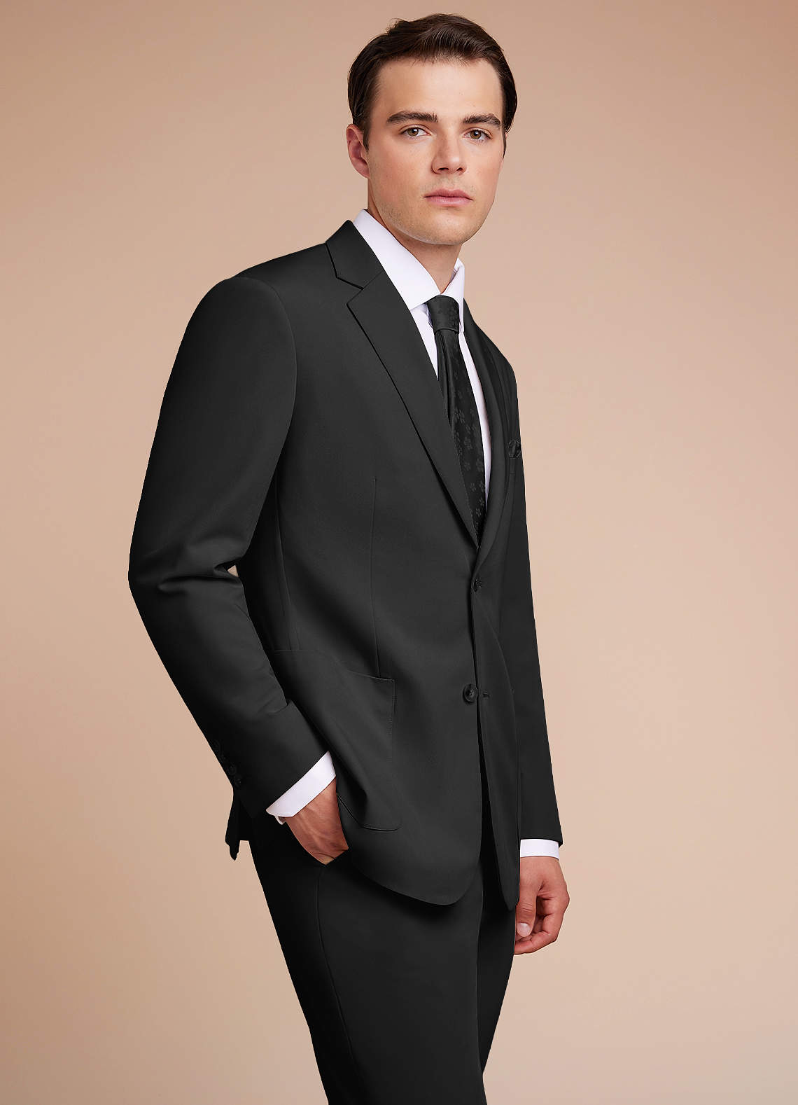 front Owen Black Lightweight Tailored Suit Jacket