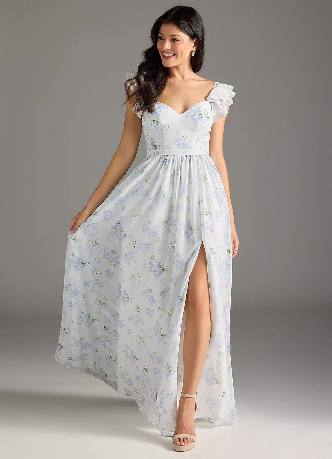White Cascade Floral High-Low Dress White Cascade Floral High-Low Dress
