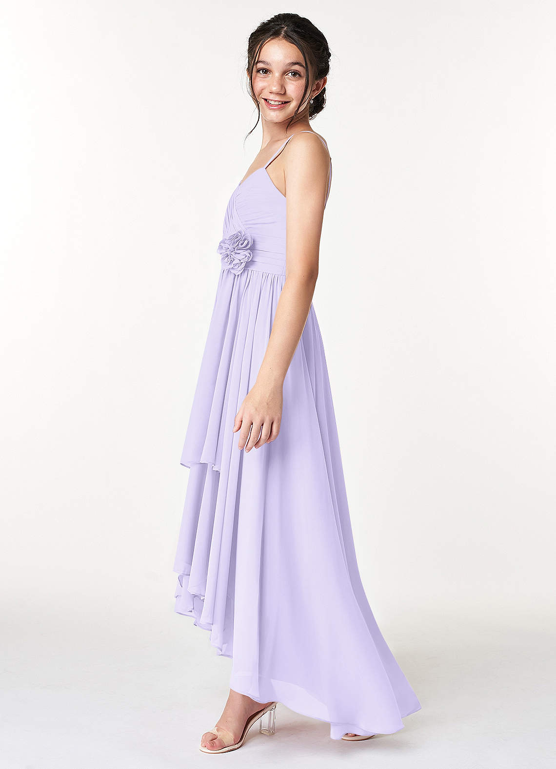 Asymmetrical Junior Bridesmaid Dresses with Flower Dark Green