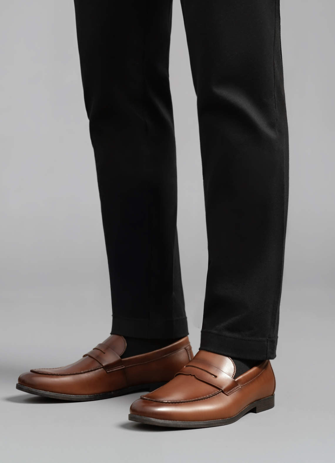 front Men's Leather Penny Loafers