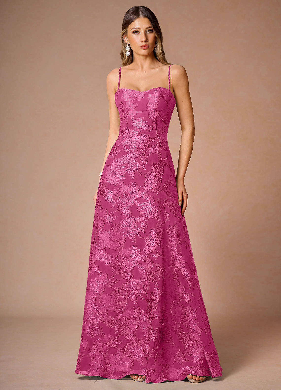 Hollis Fuchsia Lace Back Maxi Dress | Azazie