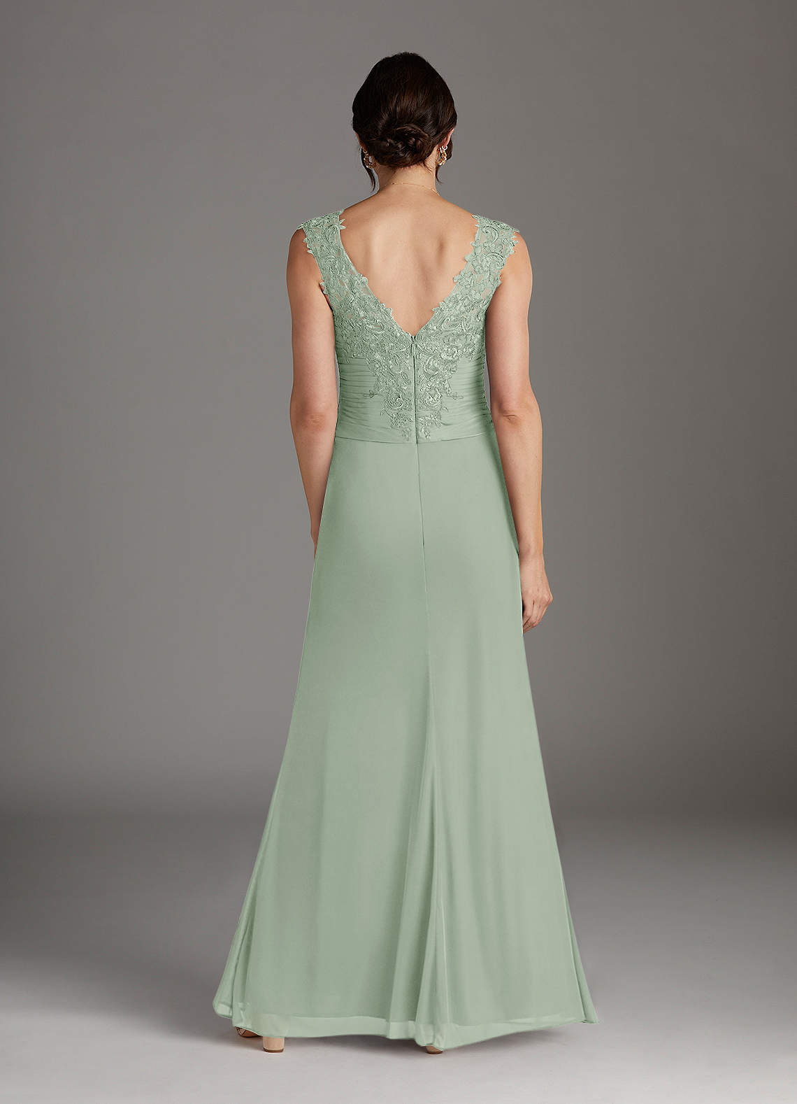 Azazie Edelin Dusty Sage A-Line Sweetheart Neckline Pleated Mesh Dress |  Azazie