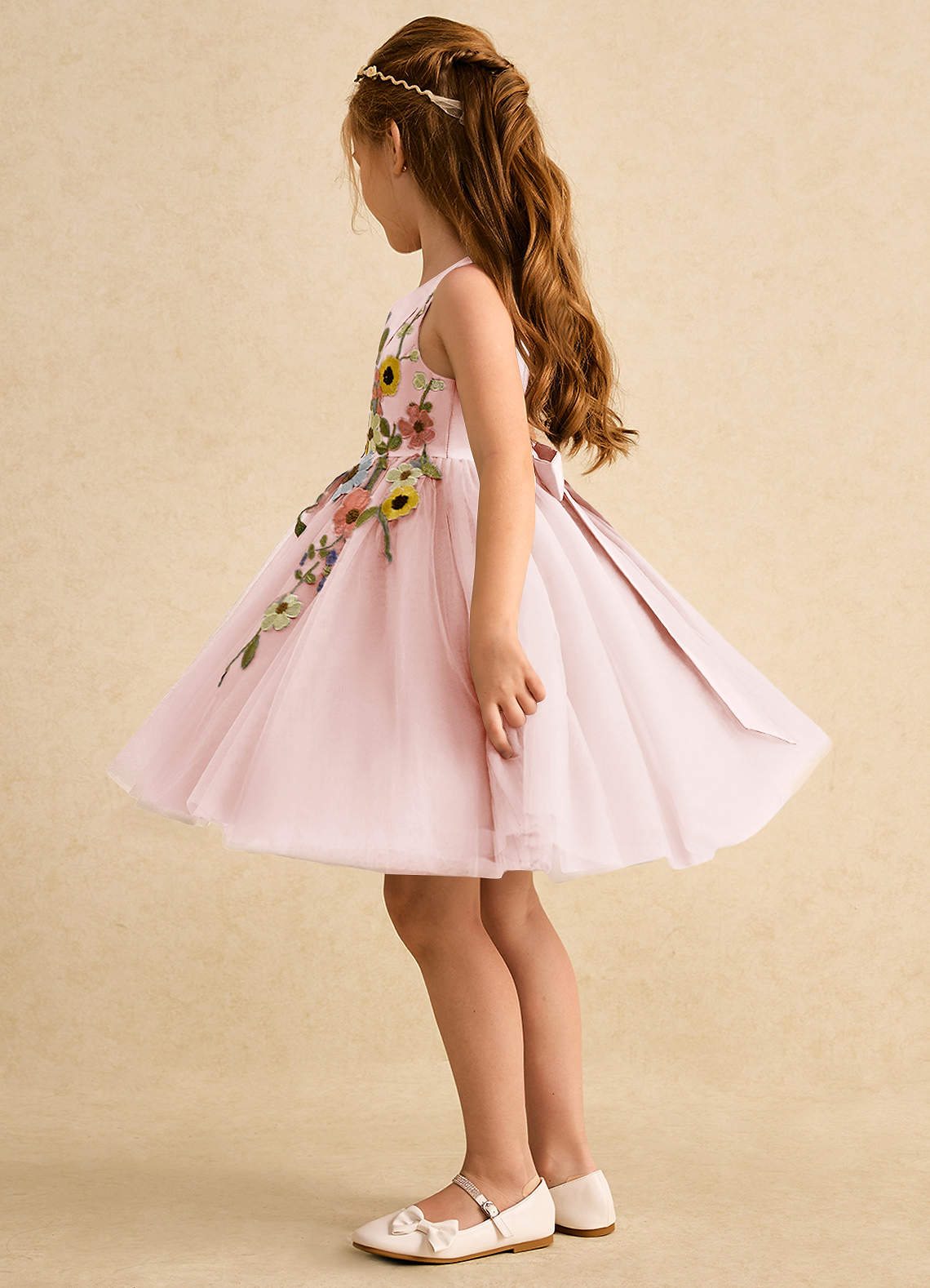 Azazie Prima Flower Girl Klänningar Klänning A-Line i Tyll Rosett image3