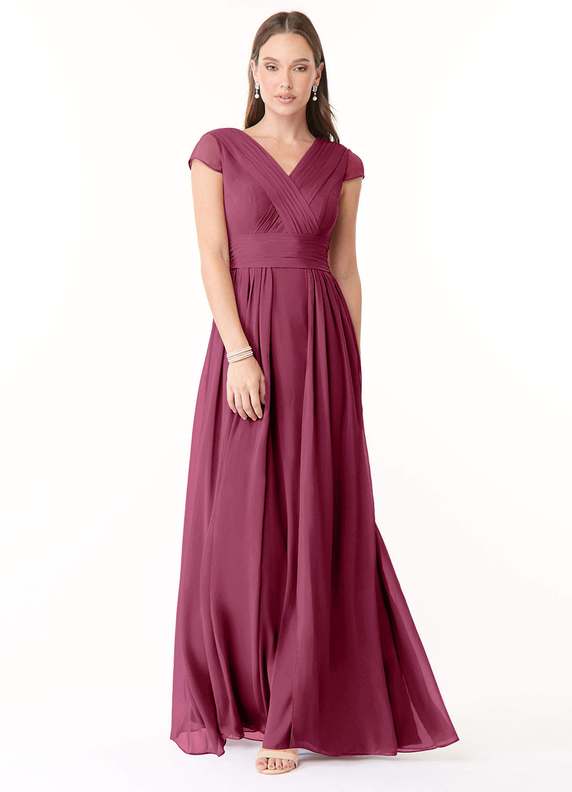 Azazie Organa Bridesmaid Dresses Mulberry A-Line Pleated Chiffon Dress image1