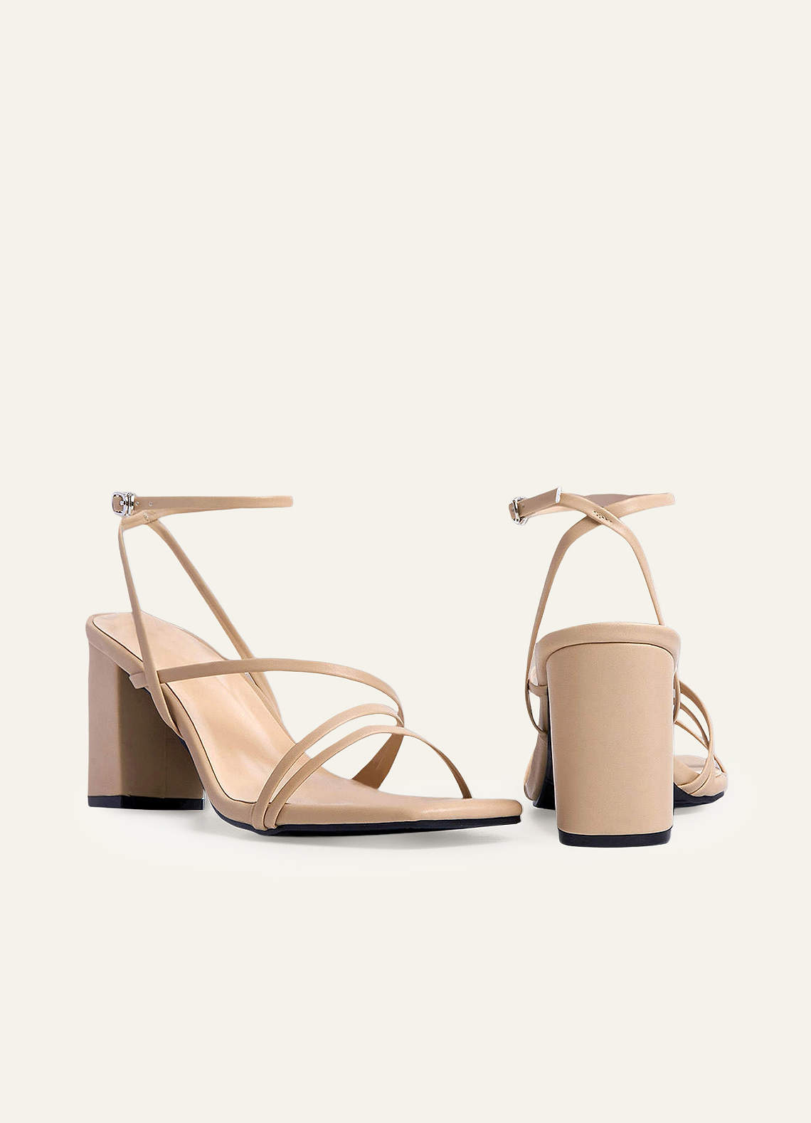 front Ankle Strap Block Heel Sandals