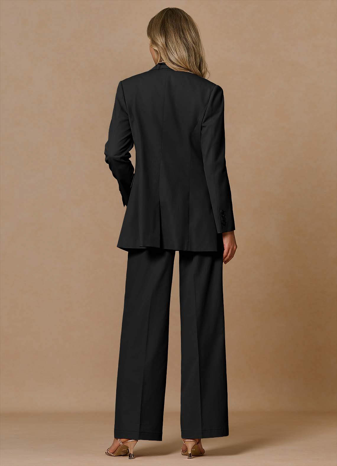 front Margaret Black Cotton Linen Blend 3-Piece Suit