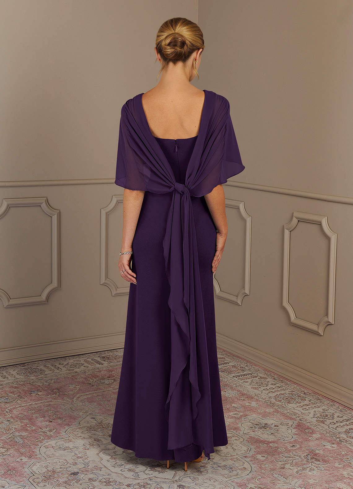 Azazie Dion Mother of the Bride Dresses Plum Sheath Scoop Stretch Crepe Dress image5