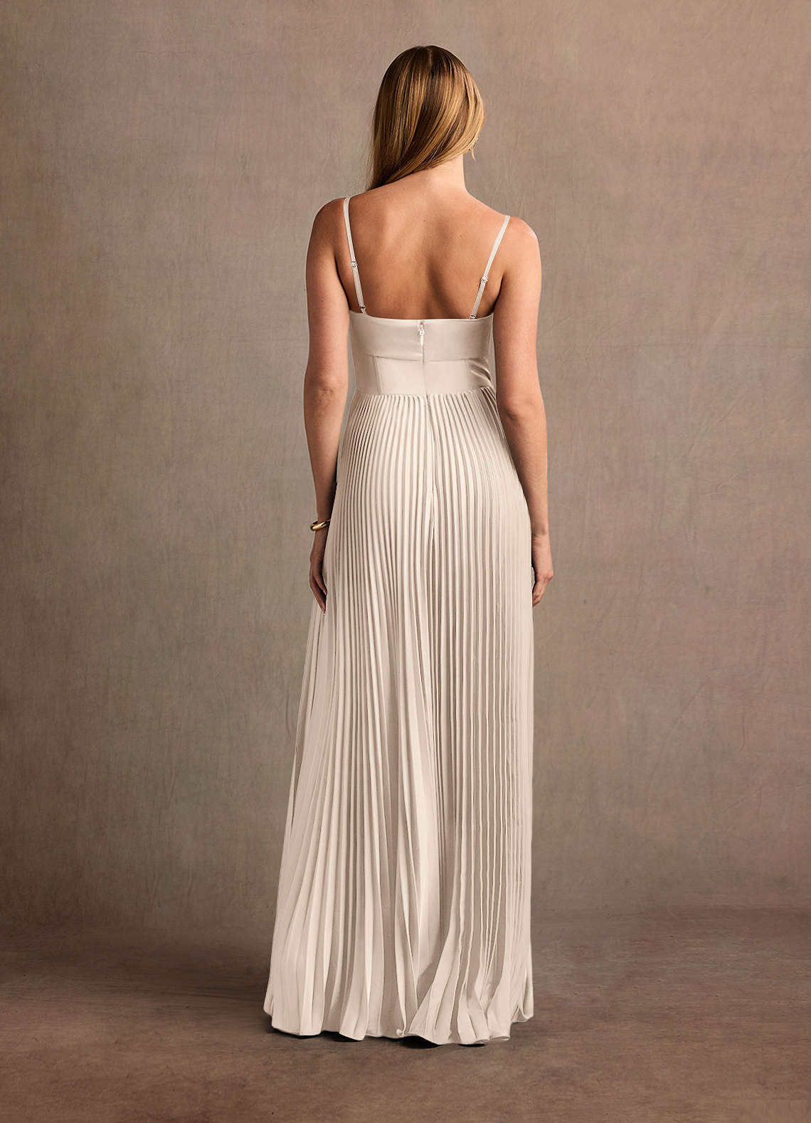 Tyla Cream Pleated Maxi Dress | Azazie
