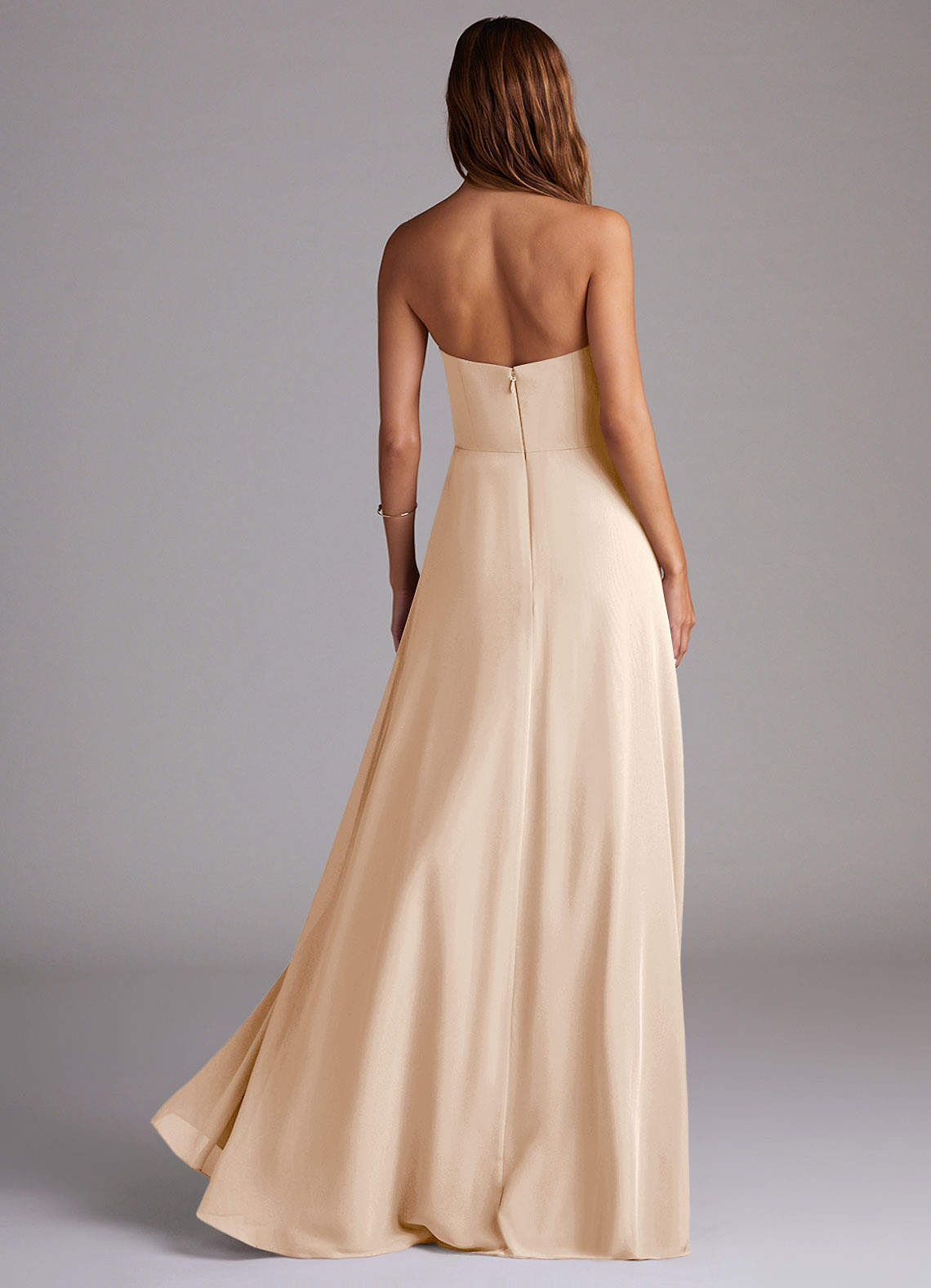 Azazie Wren Abiti da Damigella Abito Convertibile A-Line in Chiffon Spacco Laterale Alabastro Bianco image1
